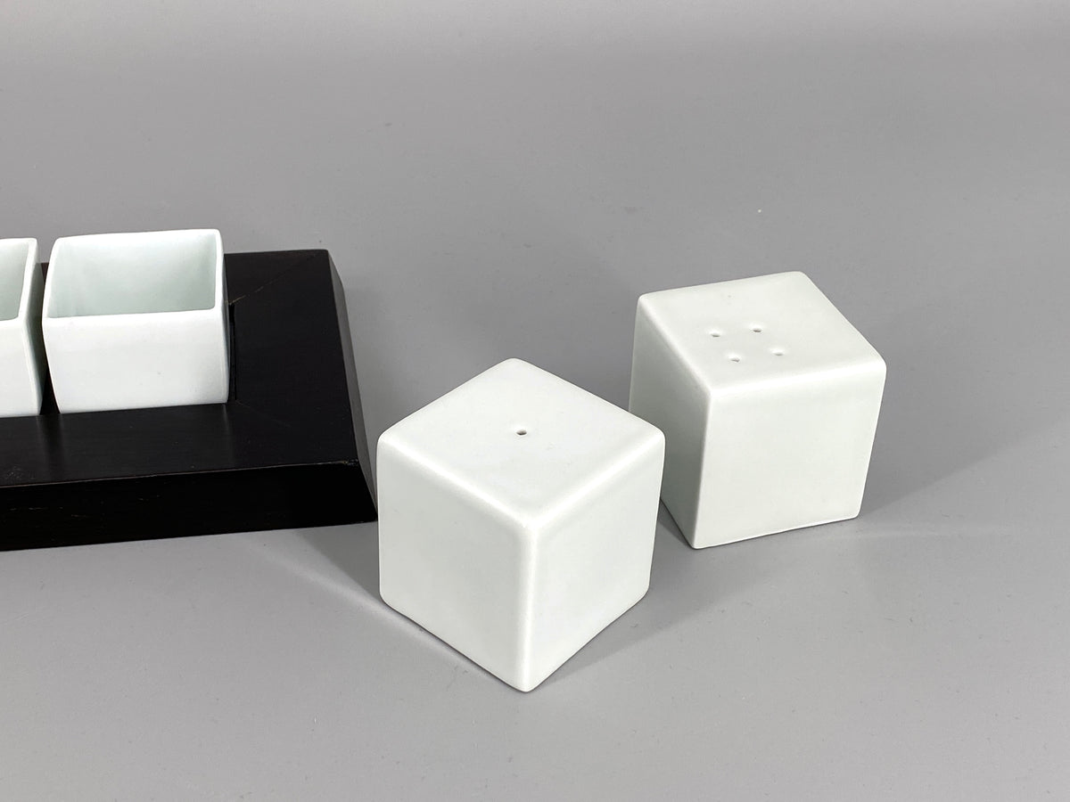 quadratische Schalen und Streuer Set von Spin Ceramics aus Jingdezhen