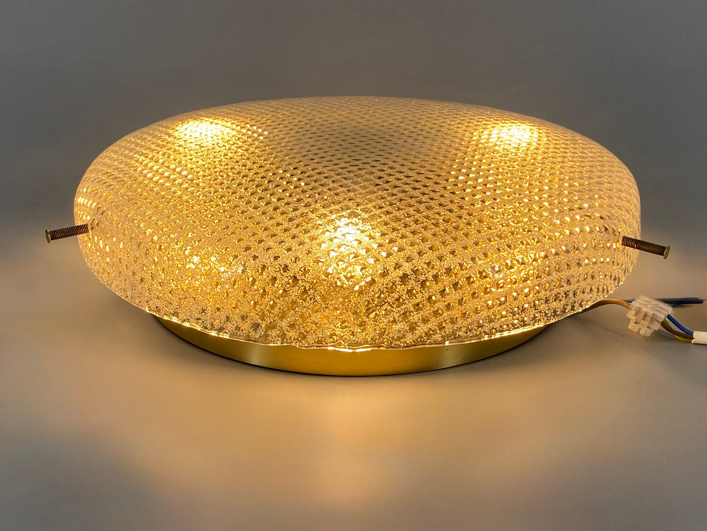Deckenlampe / Plafoniere mit strukturiertem Glasschirm von Hillebrand Leuchten, Deutschland 60/70er Jahre