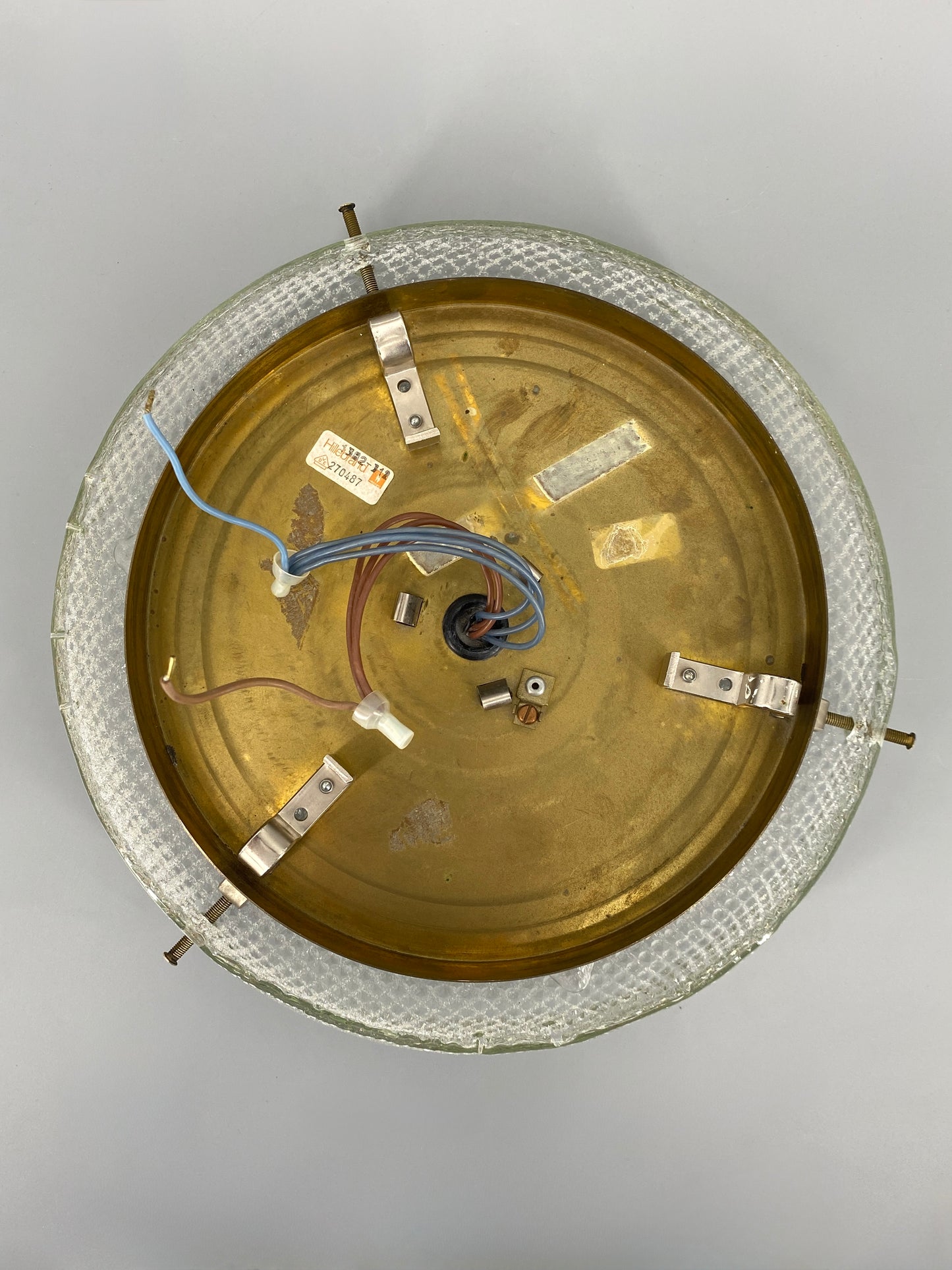 Deckenlampe / Plafoniere mit strukturiertem Glasschirm von Hillebrand Leuchten, Deutschland 60/70er Jahre
