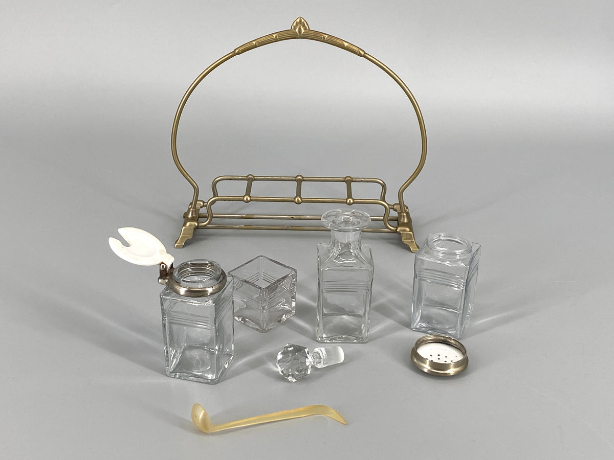 antike Menage / Gewürzständer aus Neusilber, Art Deco, Deutschland