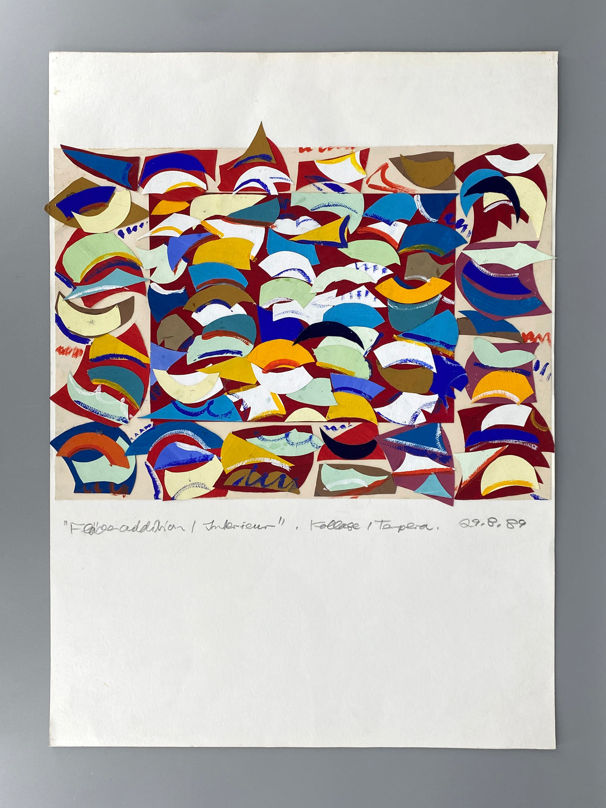 Dynamische Collage von Helmut Dittmann (1931–2000) mit Signatur und Nachlassstempel, 1989