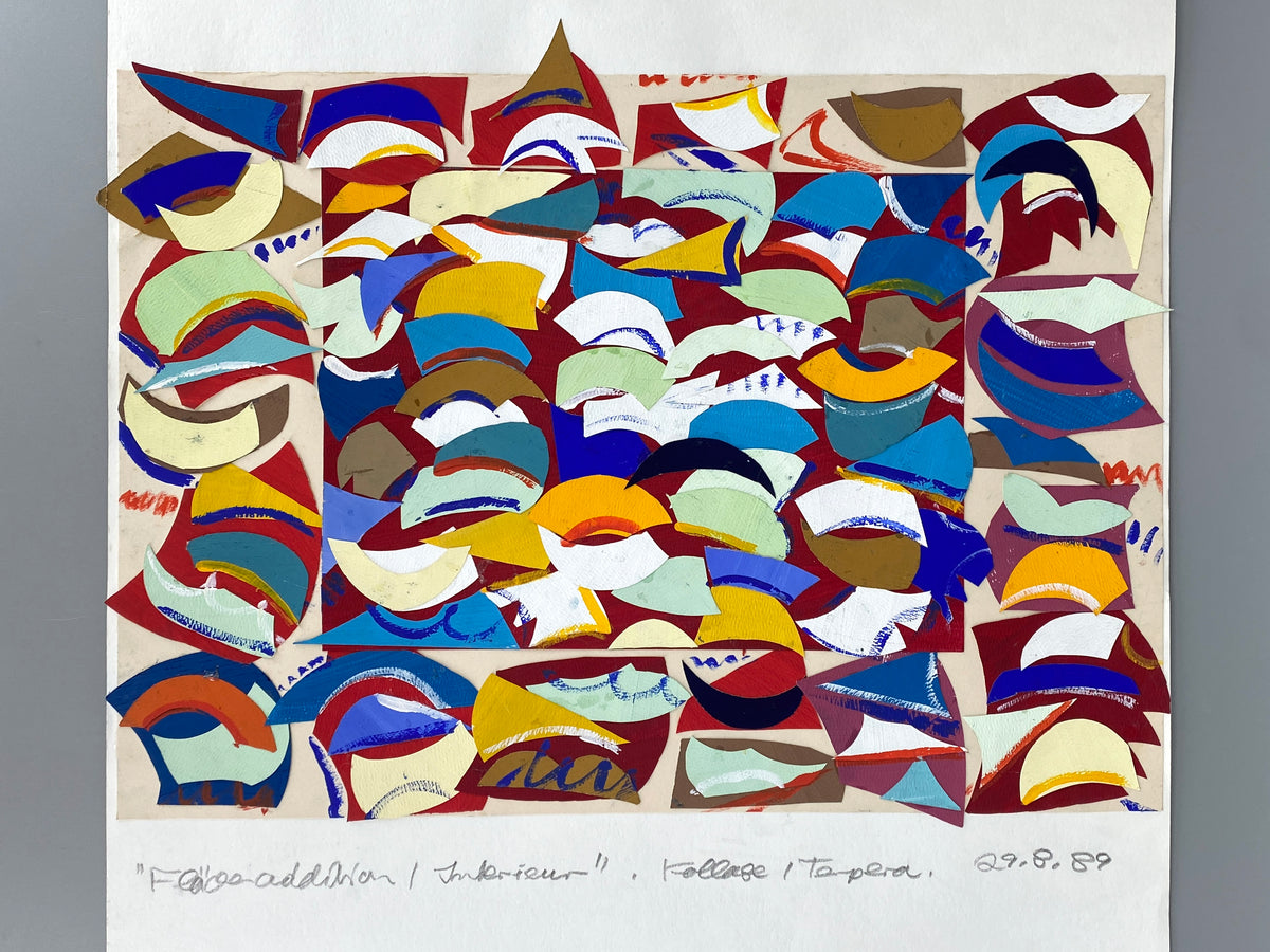 Dynamische Collage von Helmut Dittmann (1931–2000) mit Signatur und Nachlassstempel, 1989