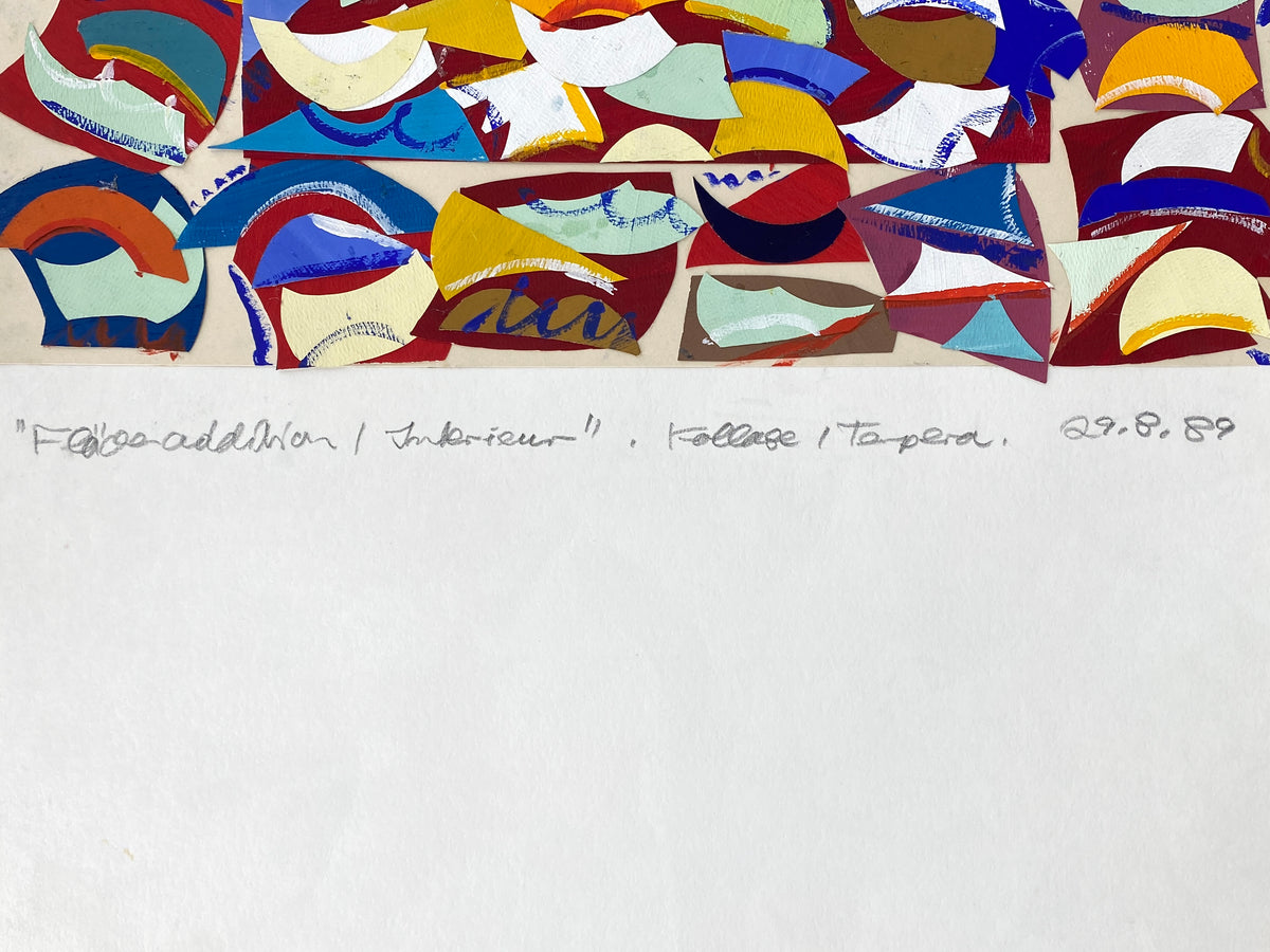 Dynamische Collage von Helmut Dittmann (1931–2000) mit Signatur und Nachlassstempel, 1989