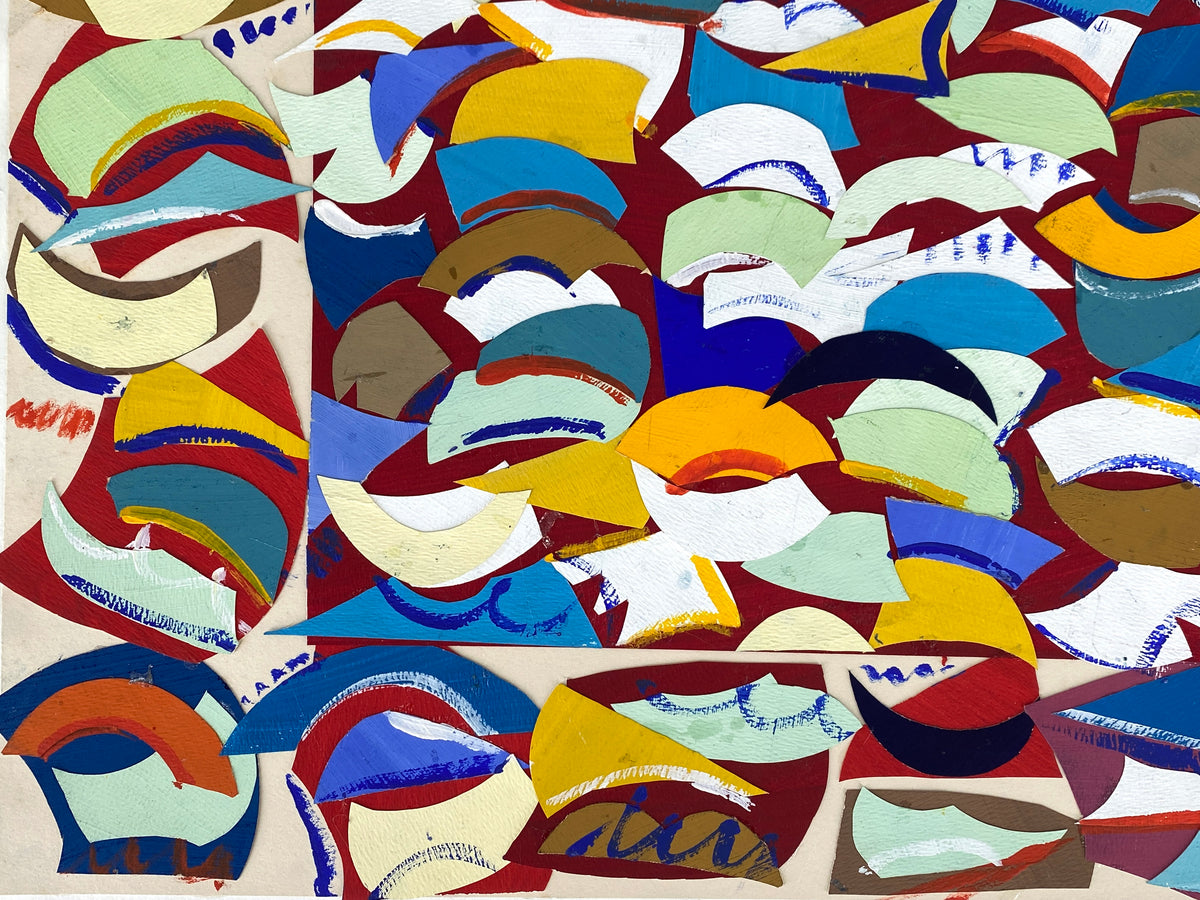 Dynamische Collage von Helmut Dittmann (1931–2000) mit Signatur und Nachlassstempel, 1989