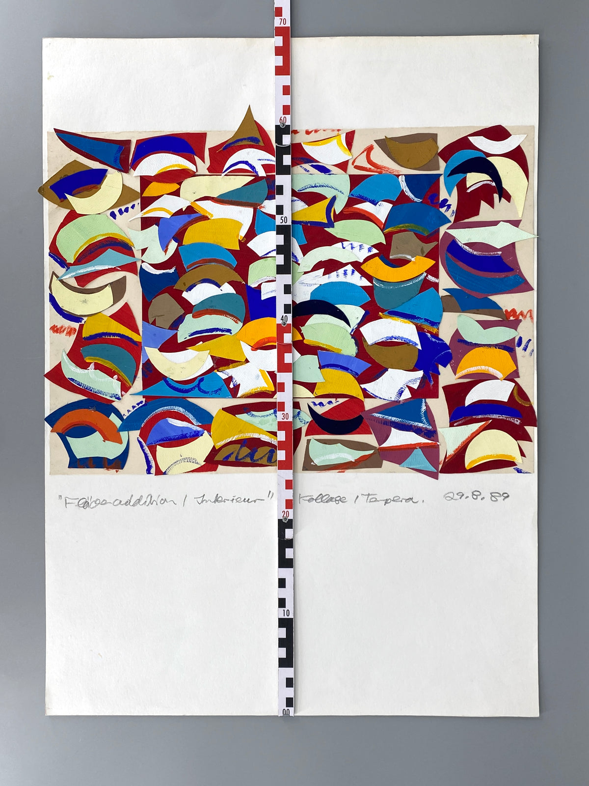 Dynamische Collage von Helmut Dittmann (1931–2000) mit Signatur und Nachlassstempel, 1989