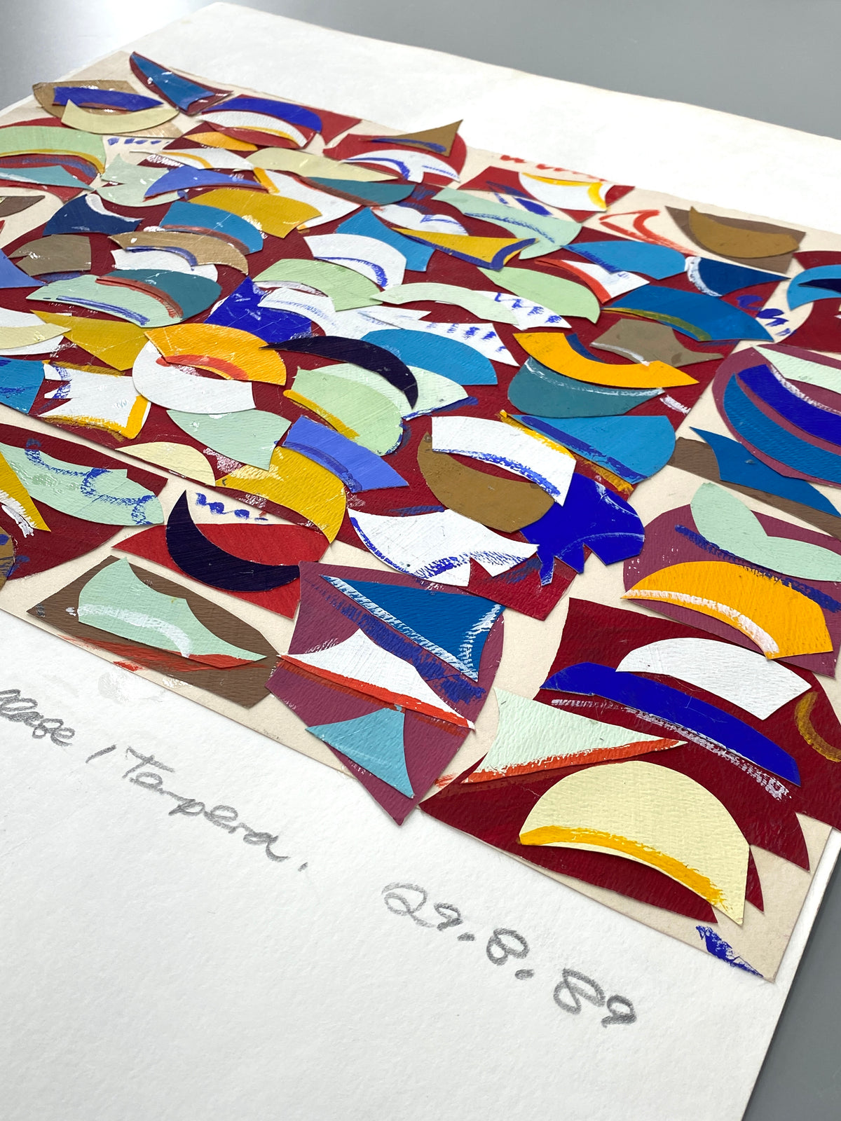 Dynamische Collage von Helmut Dittmann (1931–2000) mit Signatur und Nachlassstempel, 1989