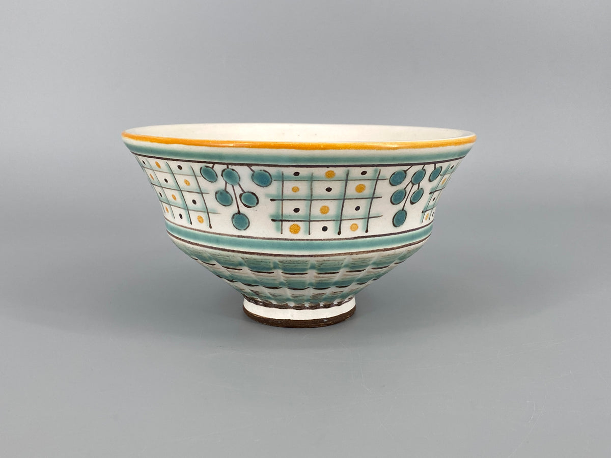 Handgemachte und farbig bemalte Studiokeramik-Schale von Geza Gorka (1894–1971), Ungarn, 60er Jahre