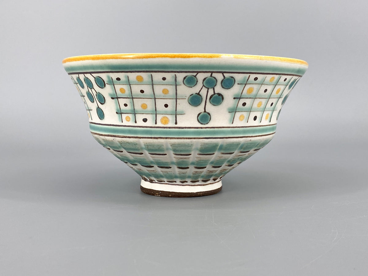 Handgemachte und farbig bemalte Studiokeramik-Schale von Geza Gorka (1894–1971), Ungarn, 60er Jahre