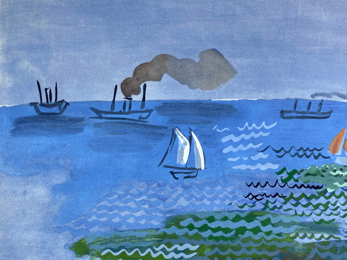 Nummerierte Farblithografie "La mer au Havre" mit Pochoir nach Raoul Dufy (1877–1953), Edition Euro Art, Wien
