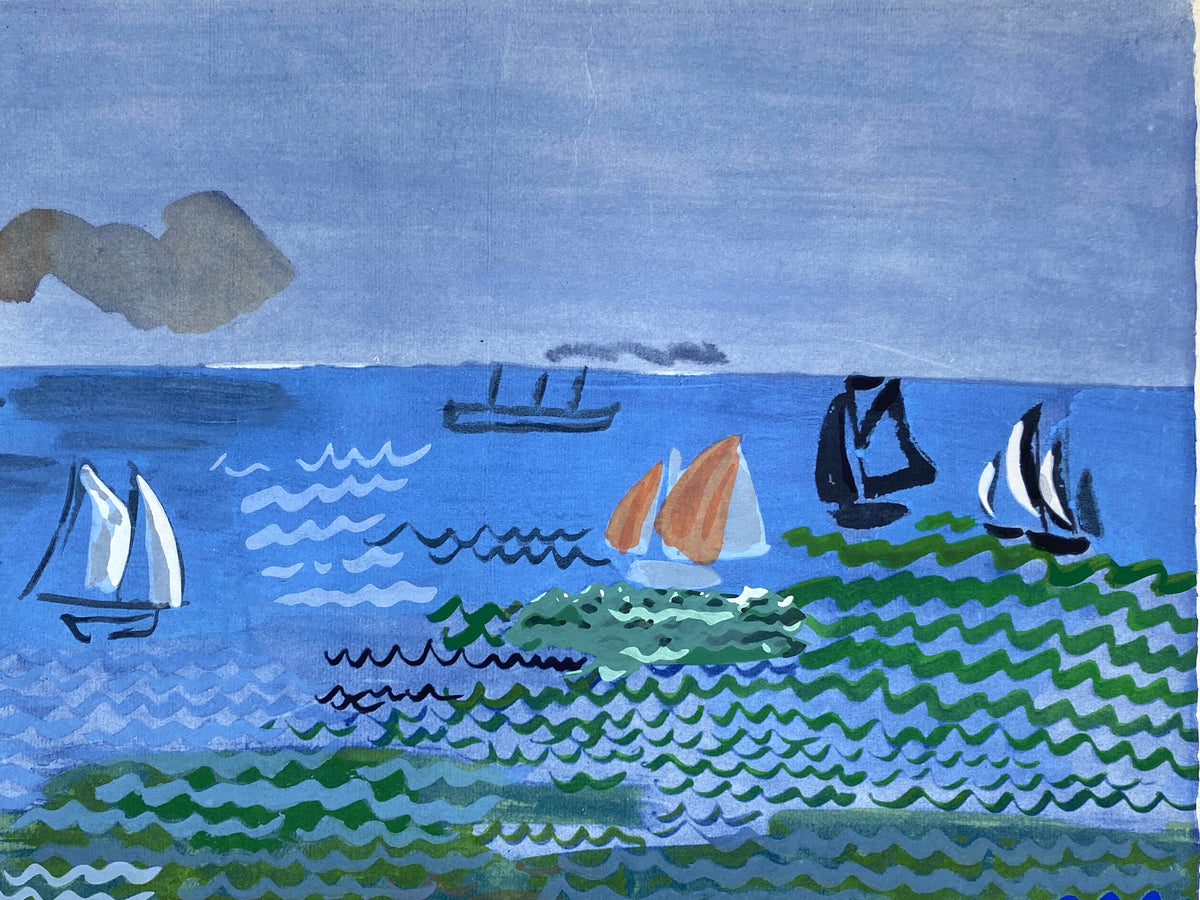 Nummerierte Farblithografie "La mer au Havre" mit Pochoir nach Raoul Dufy (1877–1953), Edition Euro Art, Wien