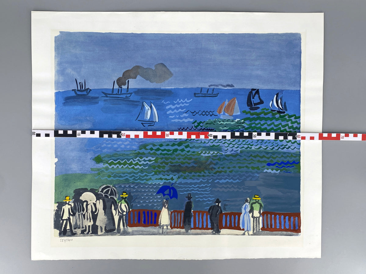 Nummerierte Farblithografie "La mer au Havre" mit Pochoir nach Raoul Dufy (1877–1953), Edition Euro Art, Wien