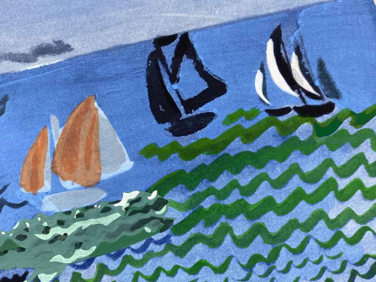 Nummerierte Farblithografie "La mer au Havre" mit Pochoir nach Raoul Dufy (1877–1953), Edition Euro Art, Wien