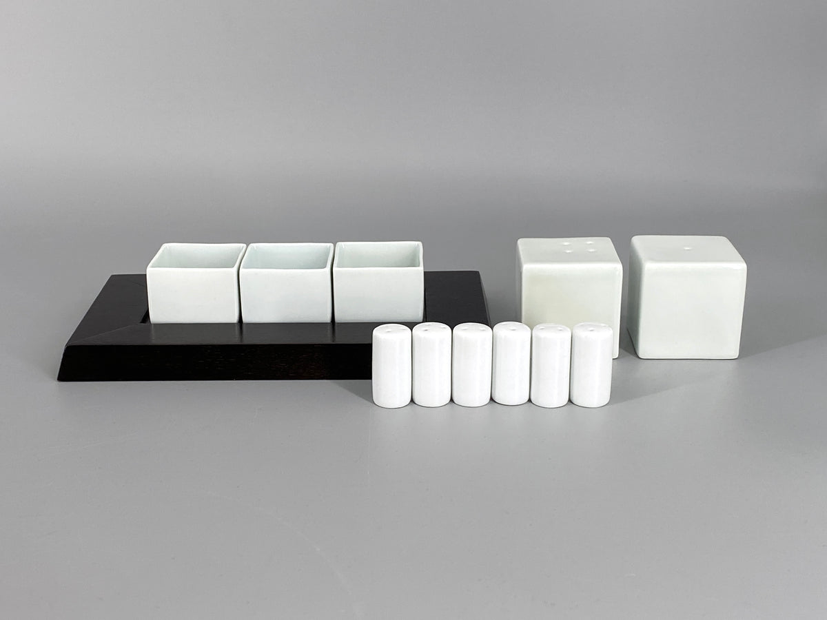 quadratische Schalen und Streuer Set von Spin Ceramics aus Jingdezhen