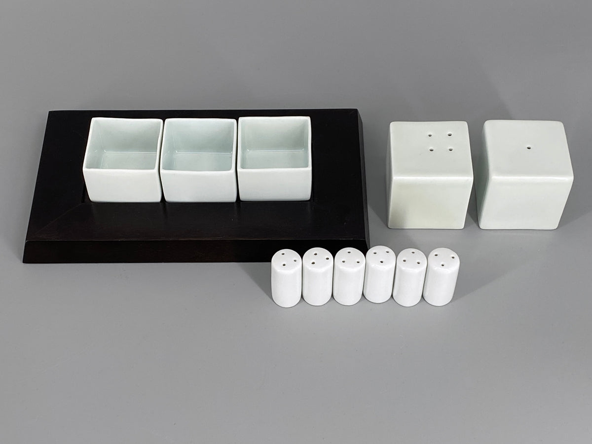 quadratische Schalen und Streuer Set von Spin Ceramics aus Jingdezhen