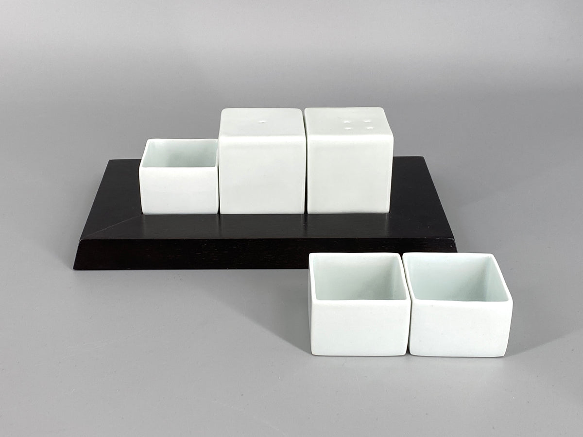 quadratische Schalen und Streuer Set von Spin Ceramics aus Jingdezhen