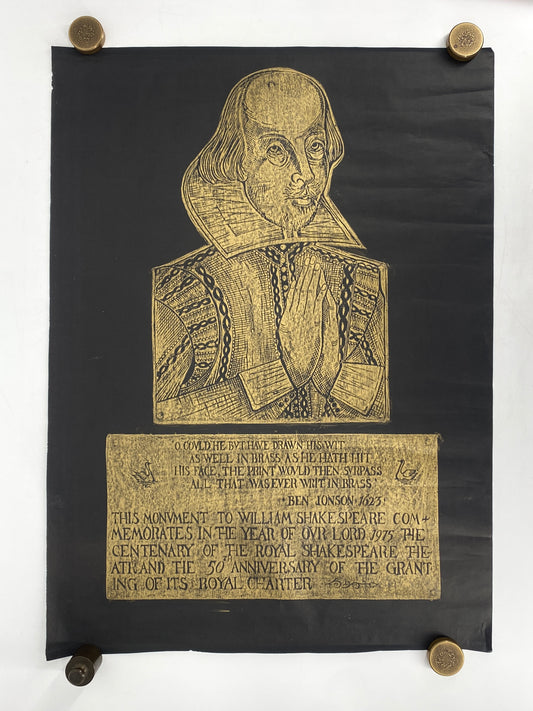 Frottage mit Shakespeare, metallisch glänzendem Wachsmalstift, um 1975