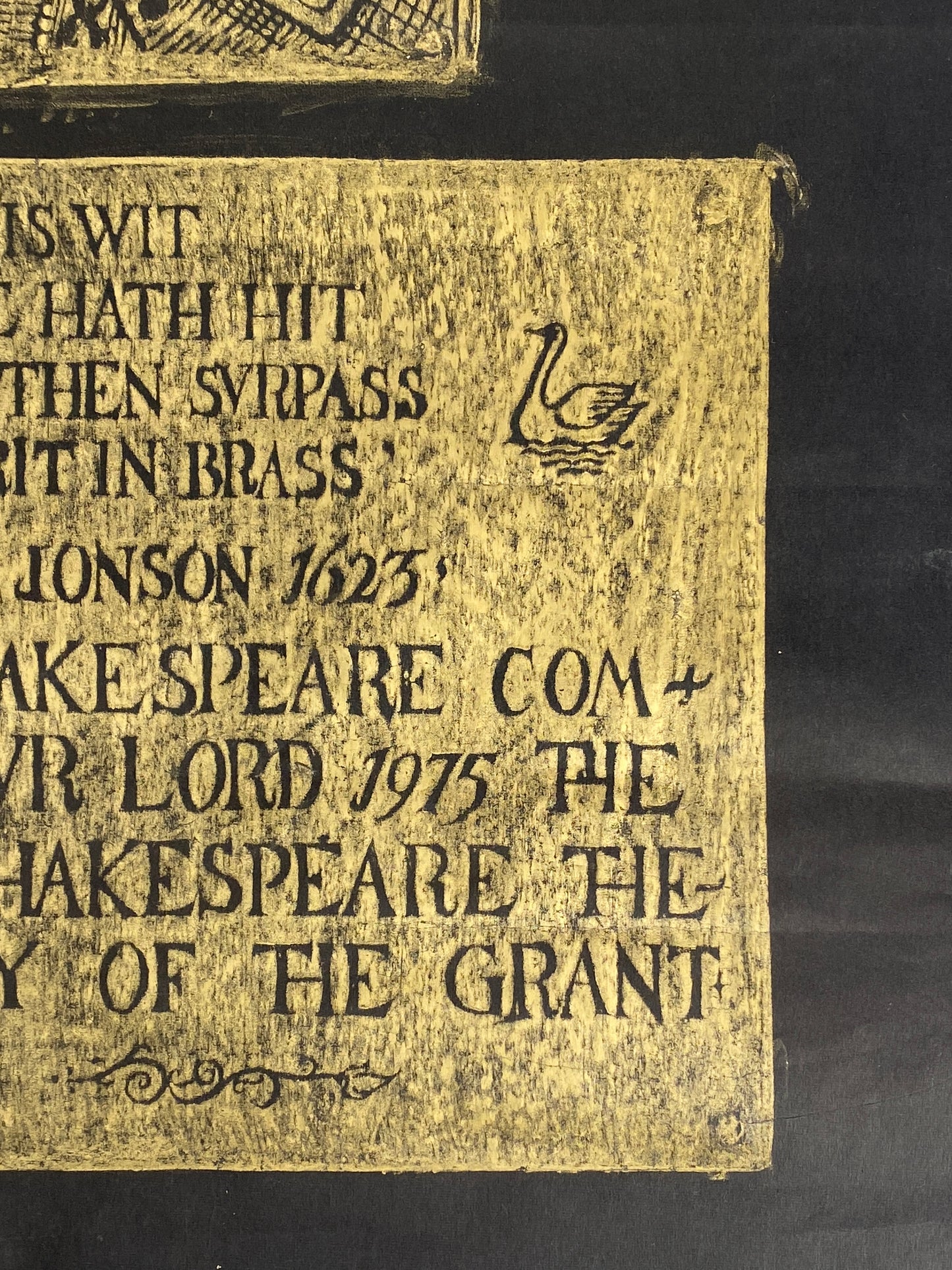 Frottage mit Shakespeare, metallisch glänzendem Wachsmalstift, um 1975