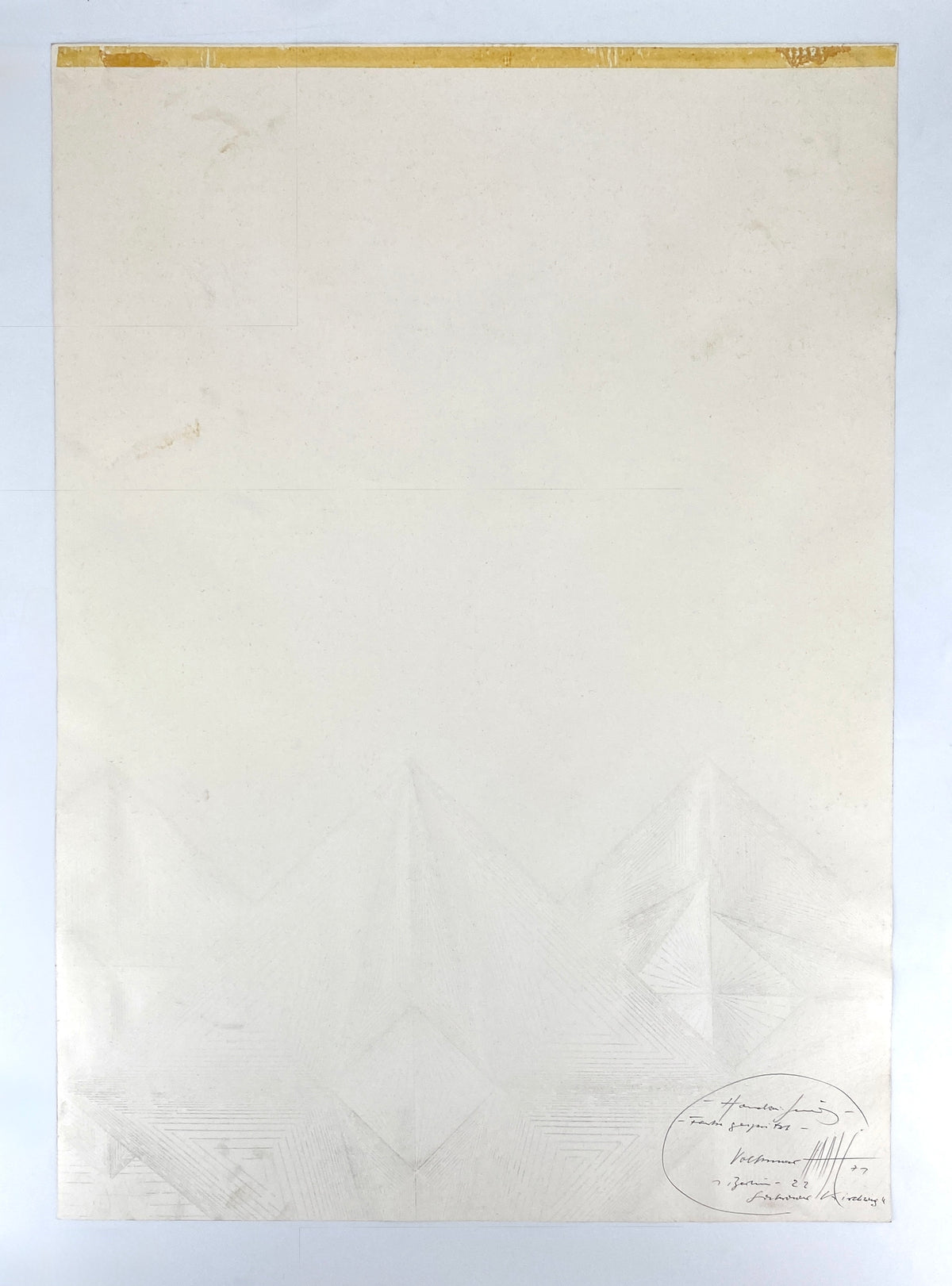 Handzeichnung mit gespritzten Farben auf silbernem Karton von Volkmar Haase (1930–2012), Unikat von 1971