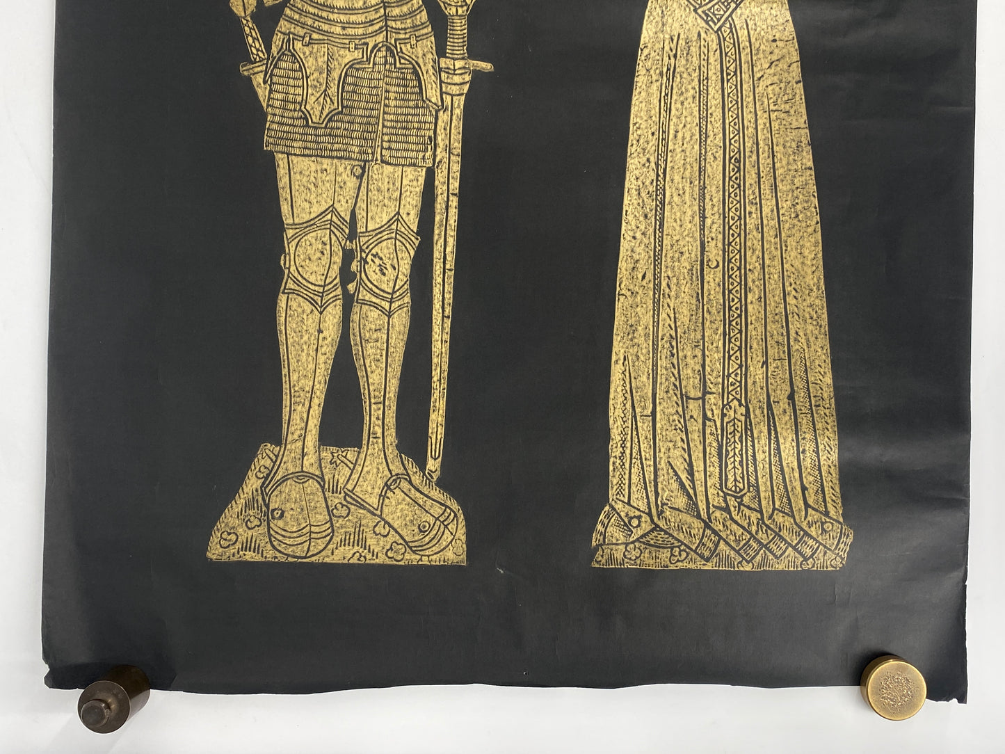 Frottage eines mittelalterlichen Grabsteins von einem Ehepaar (John Tame und Alice Twynyho) von 1471, England 70er
