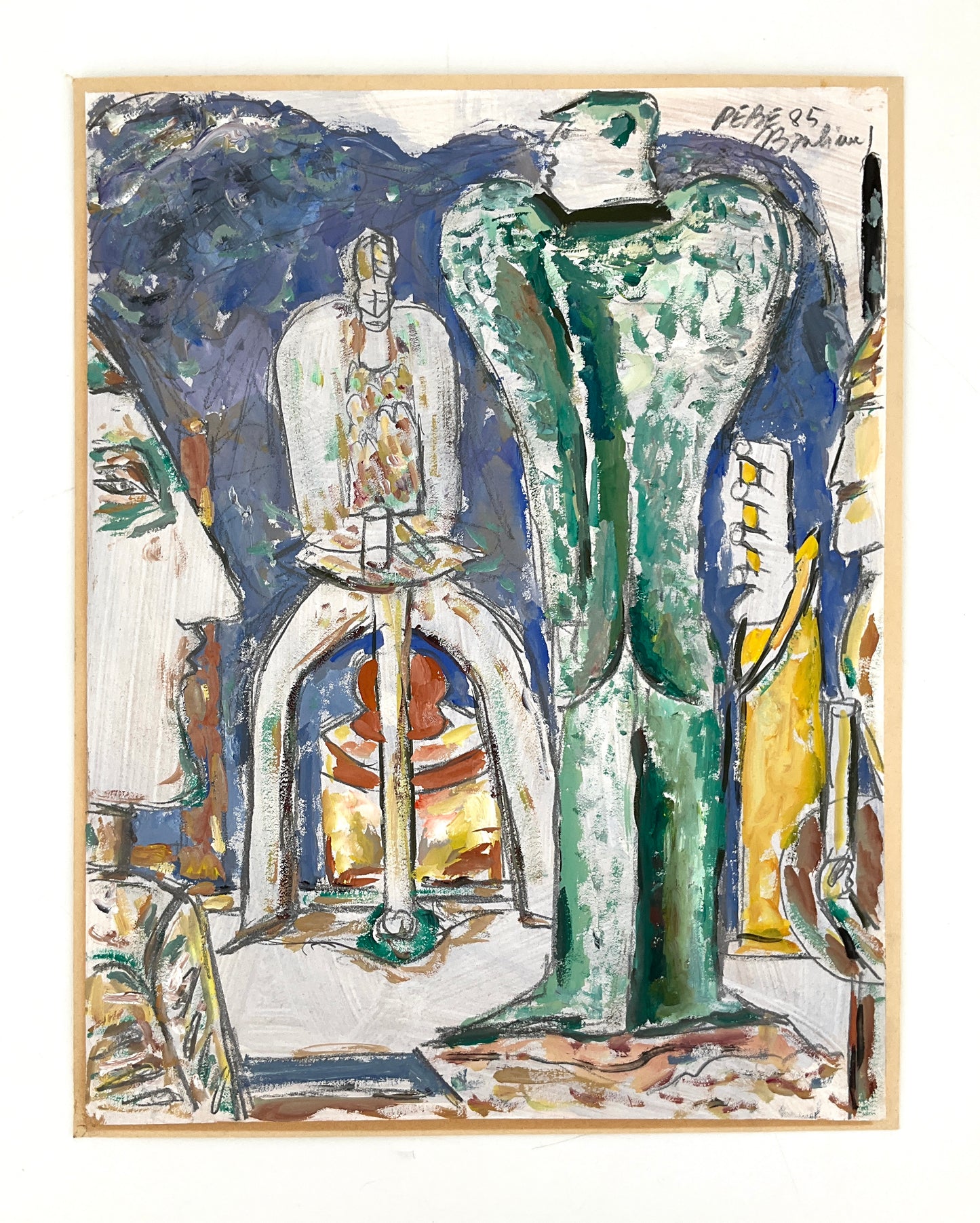 Acrylgemälde aus der Serie "Banlieue" von Paul Bader, alias PEBE, 1985