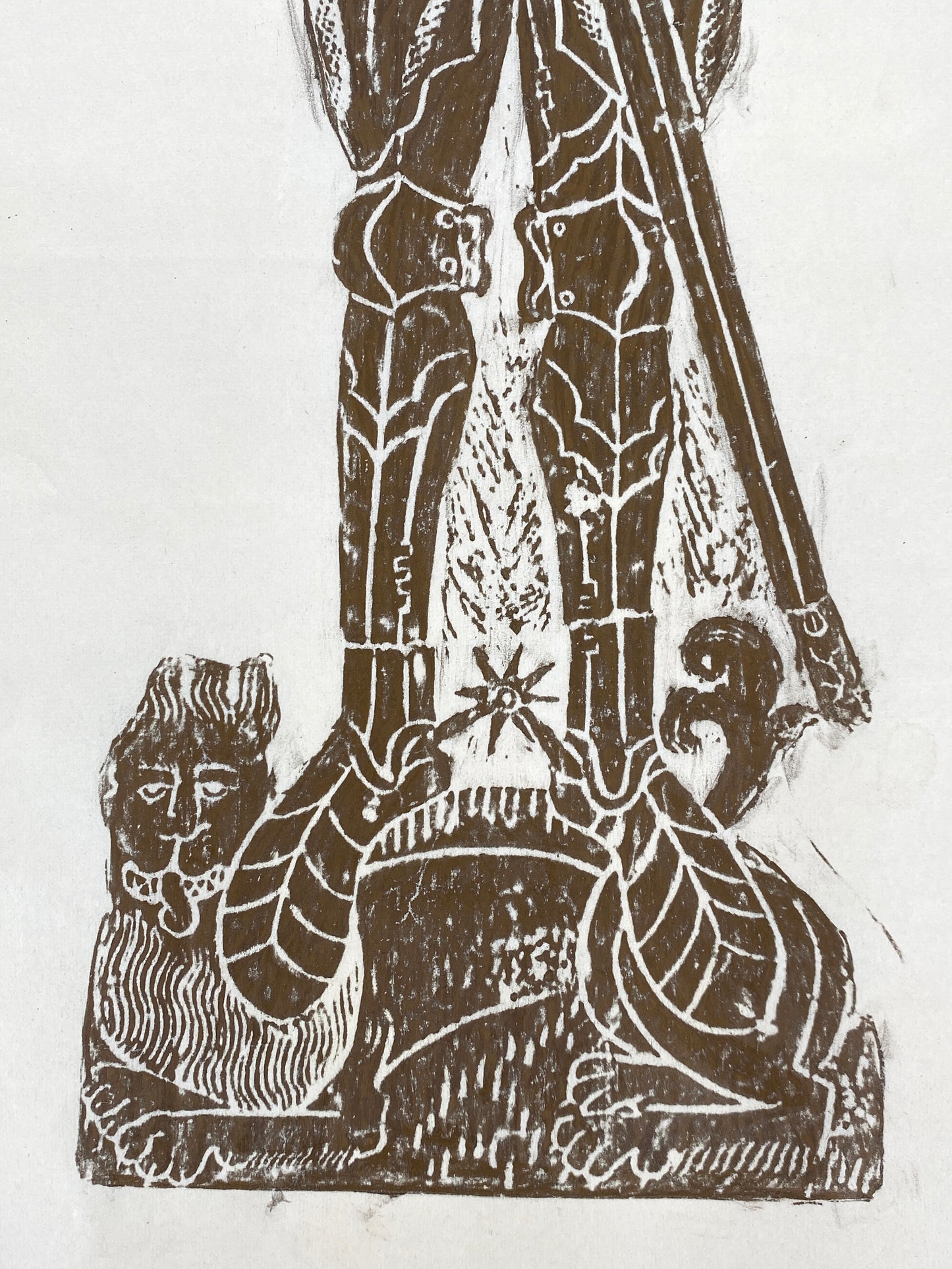 Frottage von einem mittelalterlichen Grabstein, England 70er