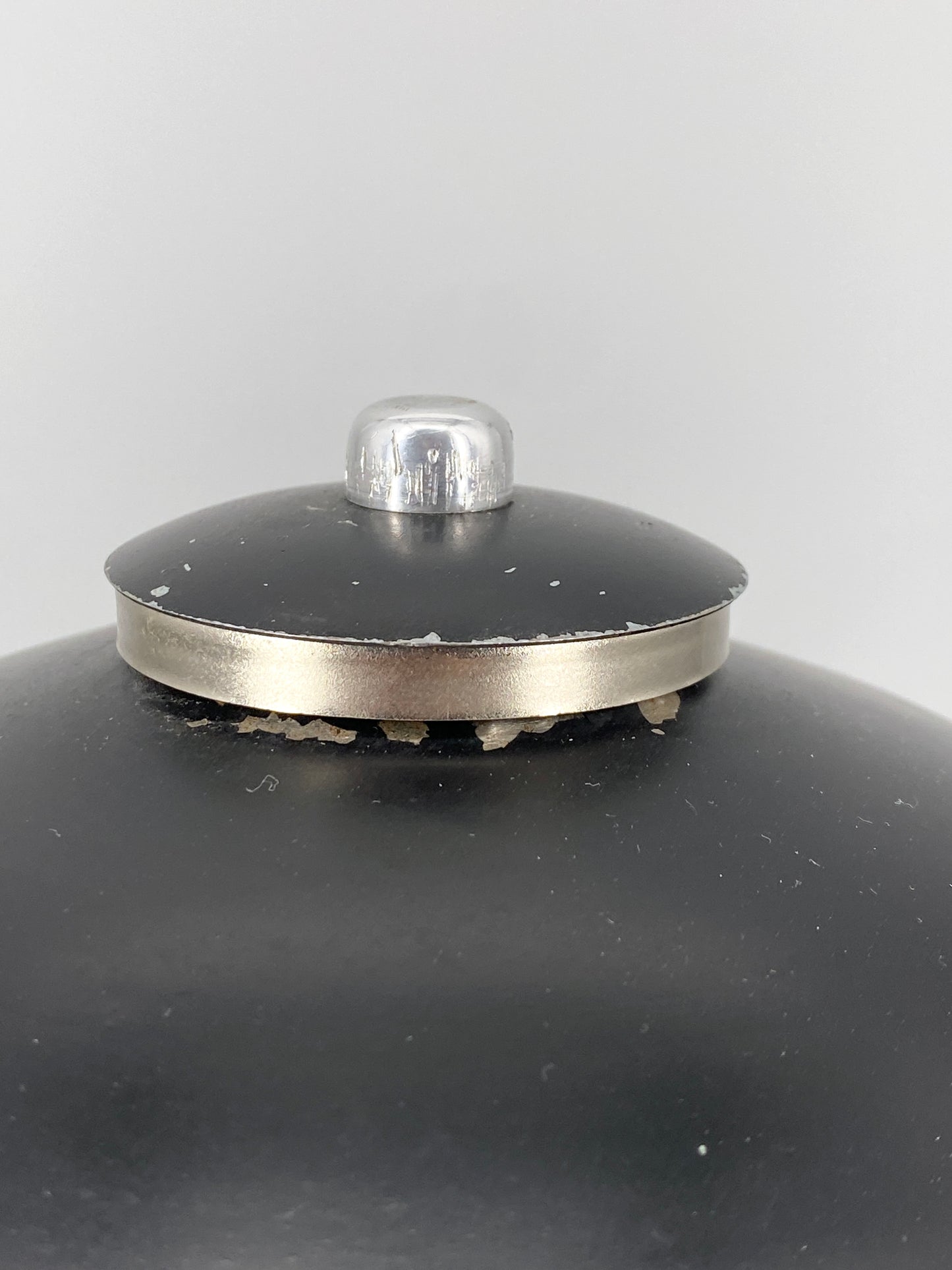 Art Deco Tischlampe, Pilzlampe aus Metall in Silber und Schwarz, 30er