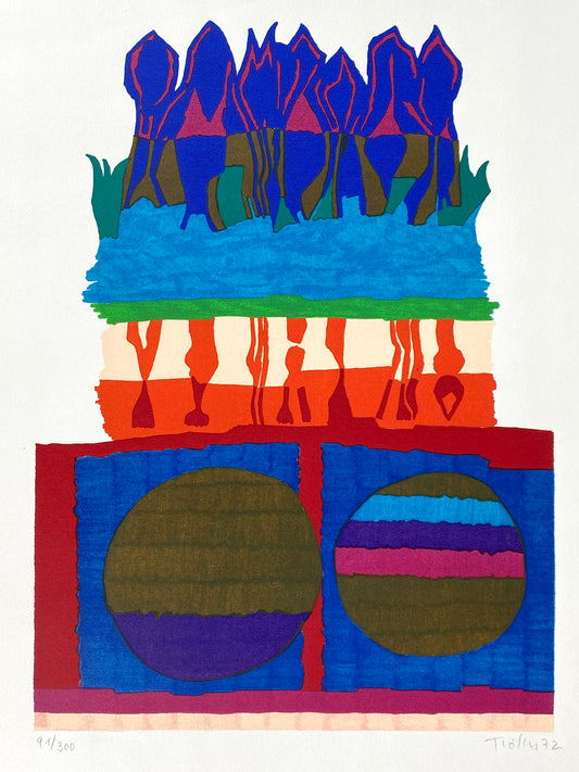 Handsignierte und nummerierte Farblithografie von Heinz Trökes (1913–1997), Heiling + de Pardieu Verlag, Murnau 1972