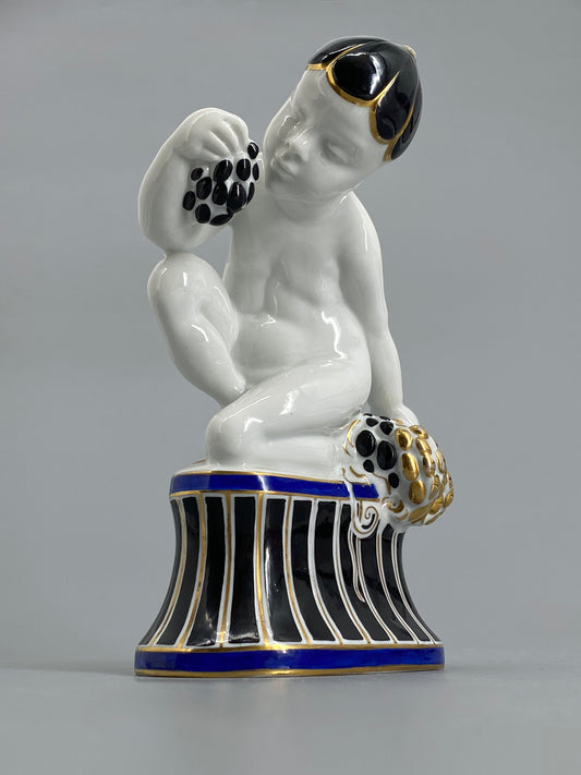 Jugendstil Porzellanfigur "Traubenesser" von Carl Nacke für Fraureuth, um 1920