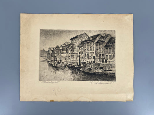 Original Radierung von Bruno Reinhold "Friedrichsgracht", Deutschland, 1941