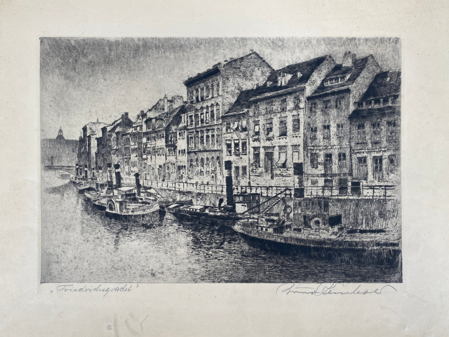 Original Radierung von Bruno Reinhold "Friedrichsgracht", Deutschland, 1941
