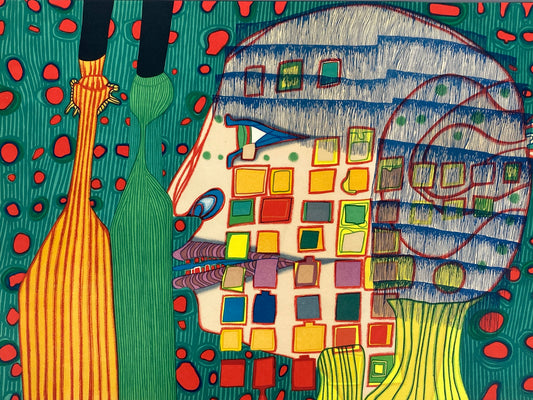 Farblithografie "Die Schatten der Sterne" von Friedensreich Hundertwasser (1928–2000), 1967