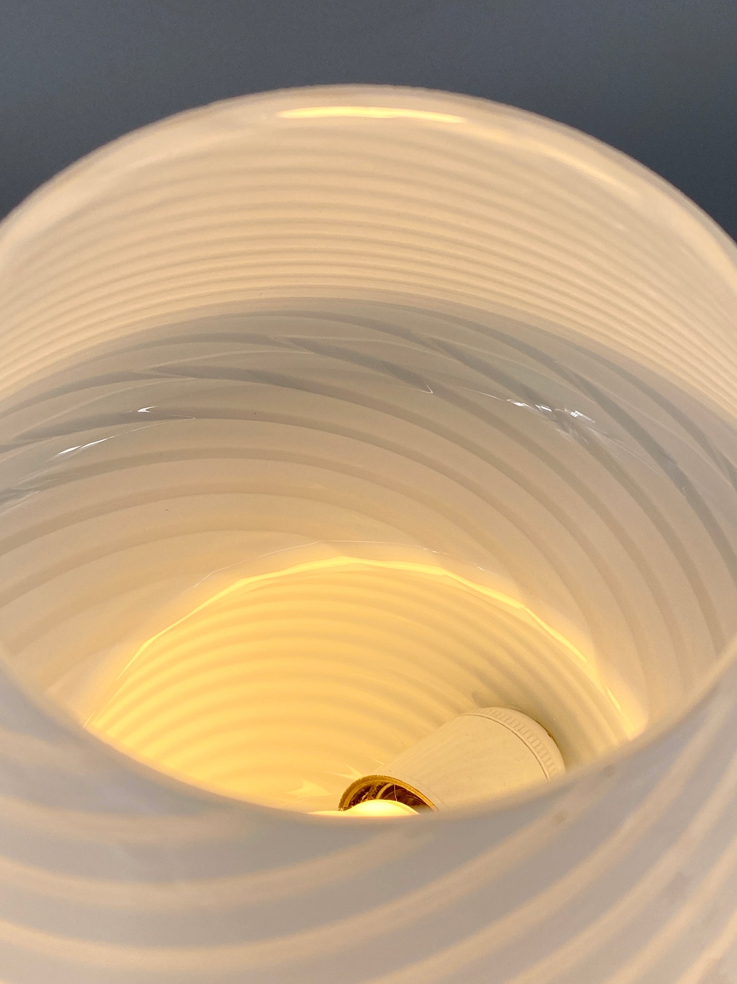 Pilzlampe aus Muranoglas mit weißen Streifen von Vetri, Italien, 1970er Jahre