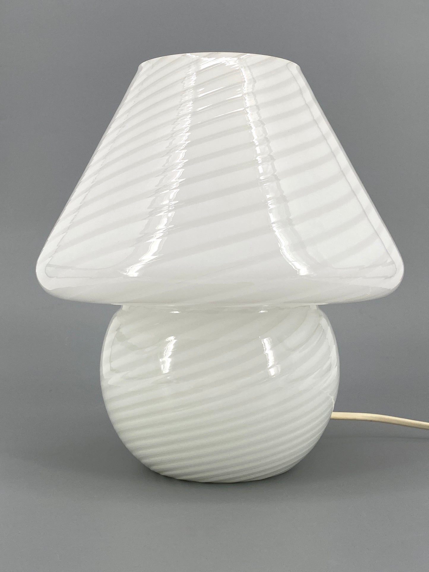 Pilzlampe aus Muranoglas mit weißen Streifen von Vetri, Italien, 1970er Jahre