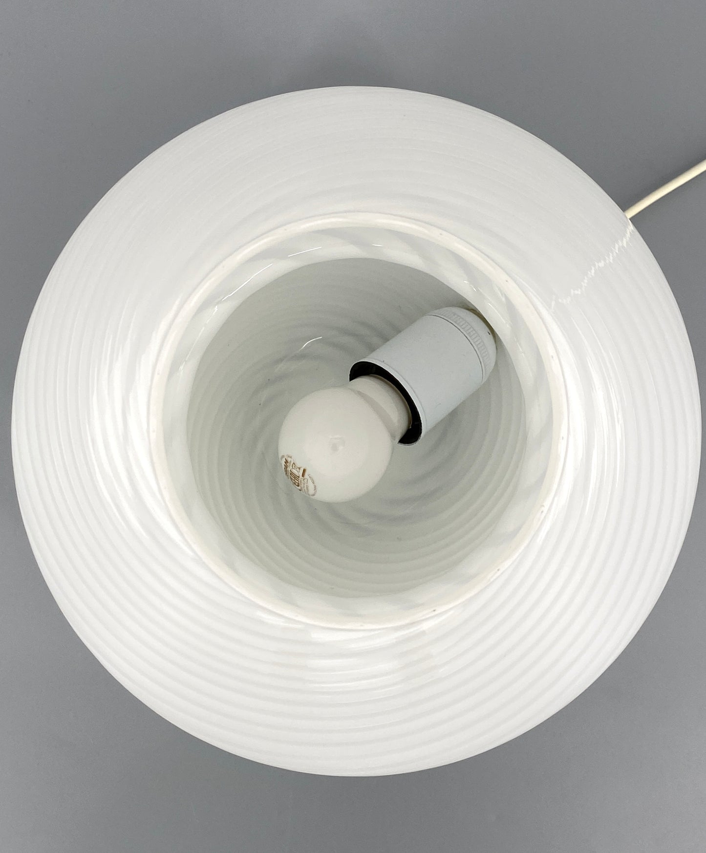 Pilzlampe aus Muranoglas mit weißen Streifen von Vetri, Italien, 1970er Jahre