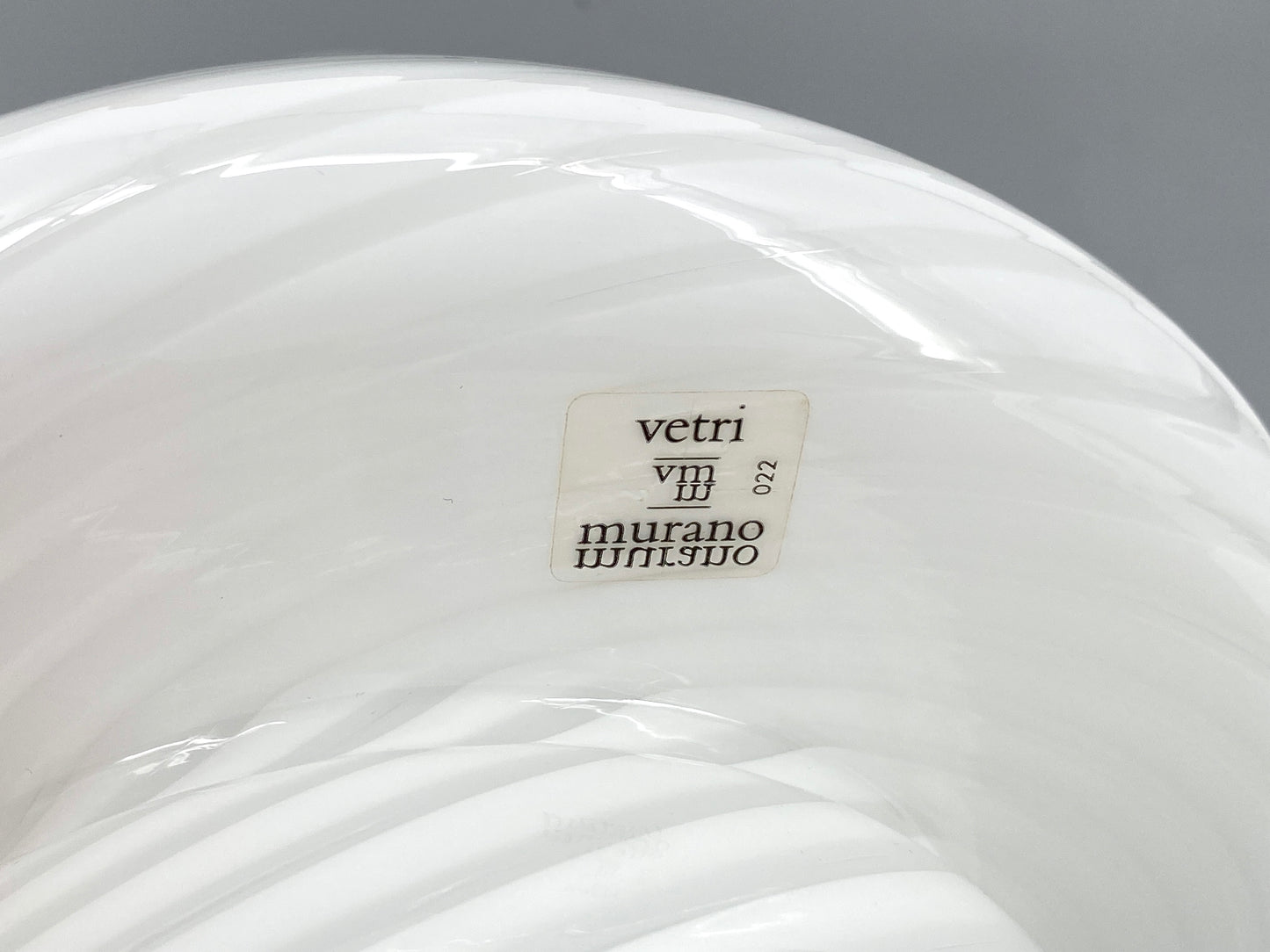 Pilzlampe aus Muranoglas mit weißen Streifen von Vetri, Italien, 1970er Jahre