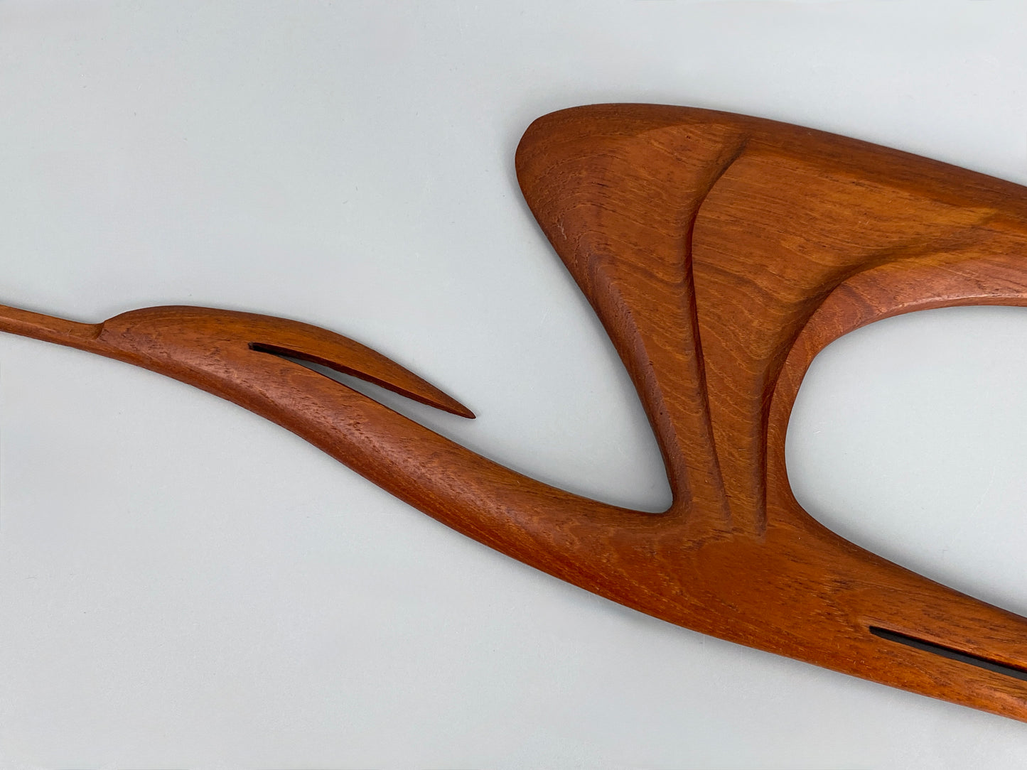 Kranich-Paar aus massivem Teakholz, Wandobjekt, 60er