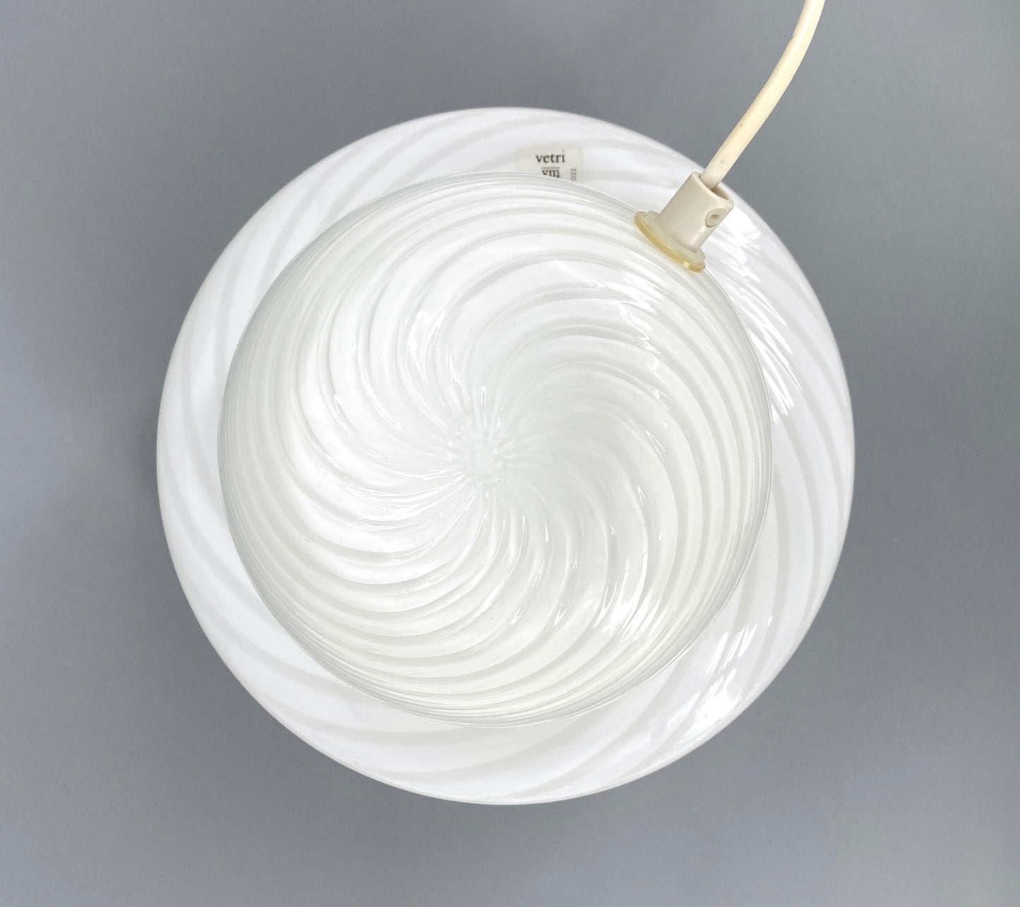 Pilzlampe aus Muranoglas mit weißen Streifen von Vetri, Italien, 1970er Jahre