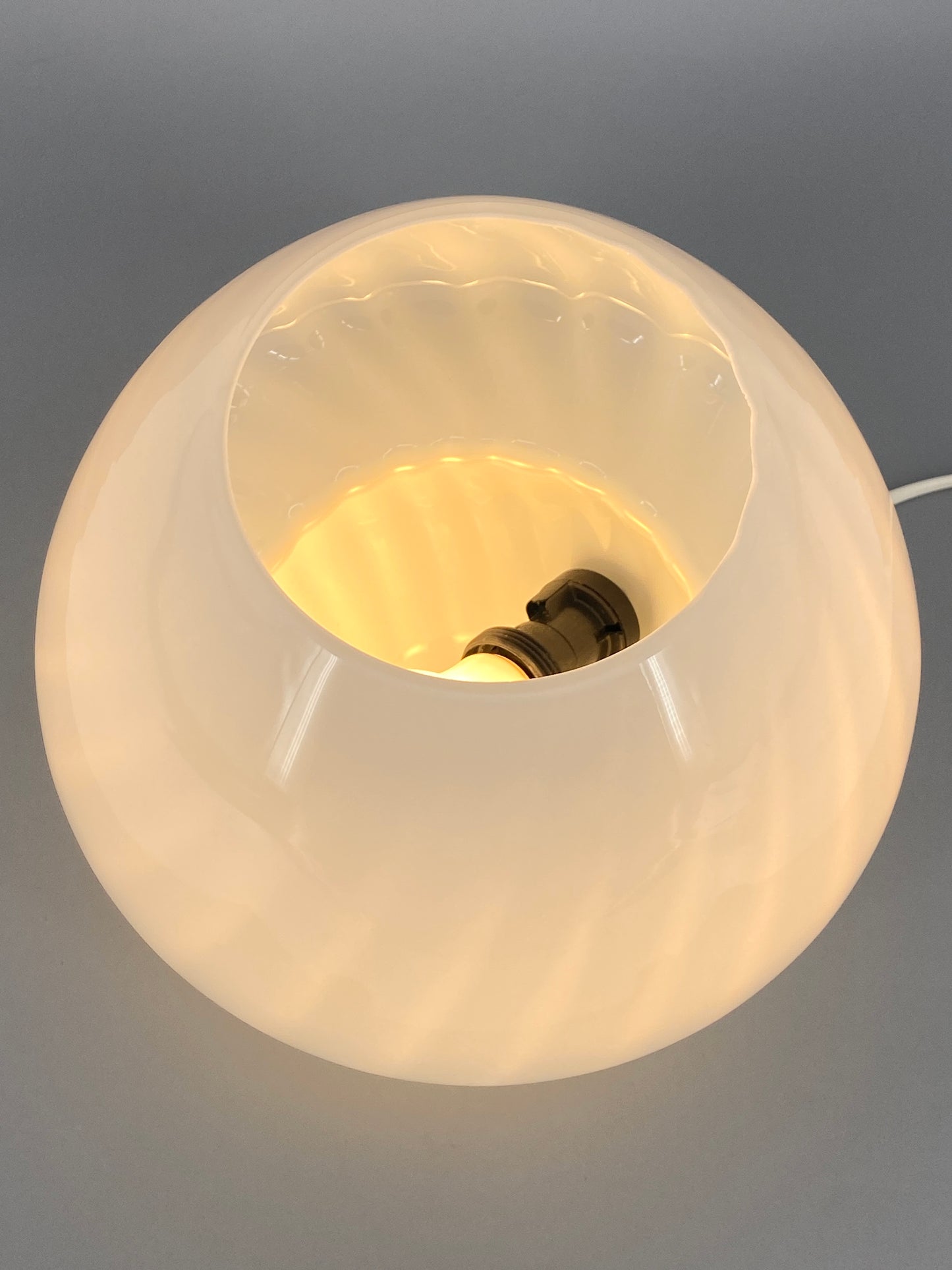 Pilzlampe aus Muranoglas mit weißen Streifen, 1970er Jahre