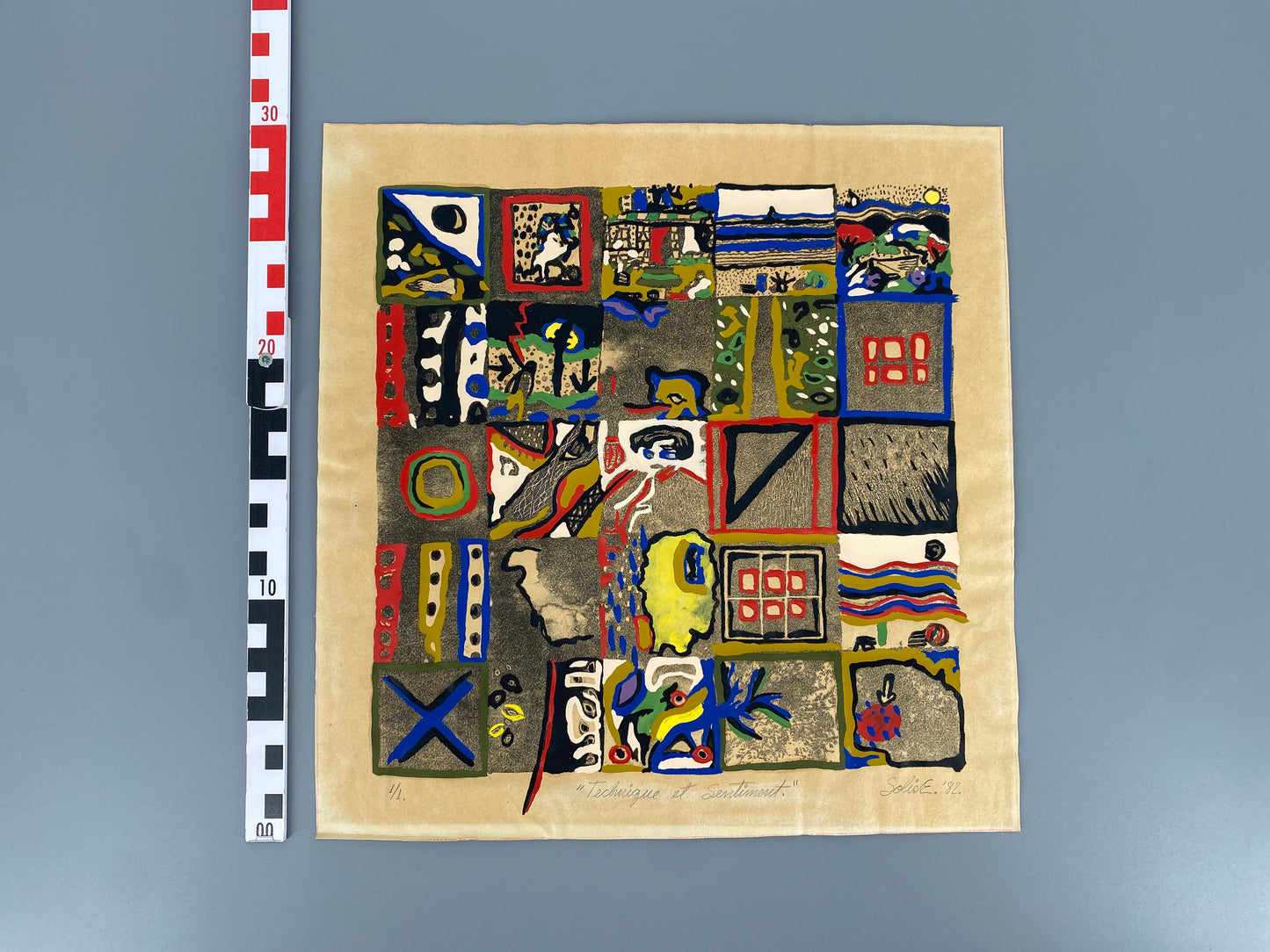 Kolorierter Druck von Elena Solis "Technique et Sentiment", 1982