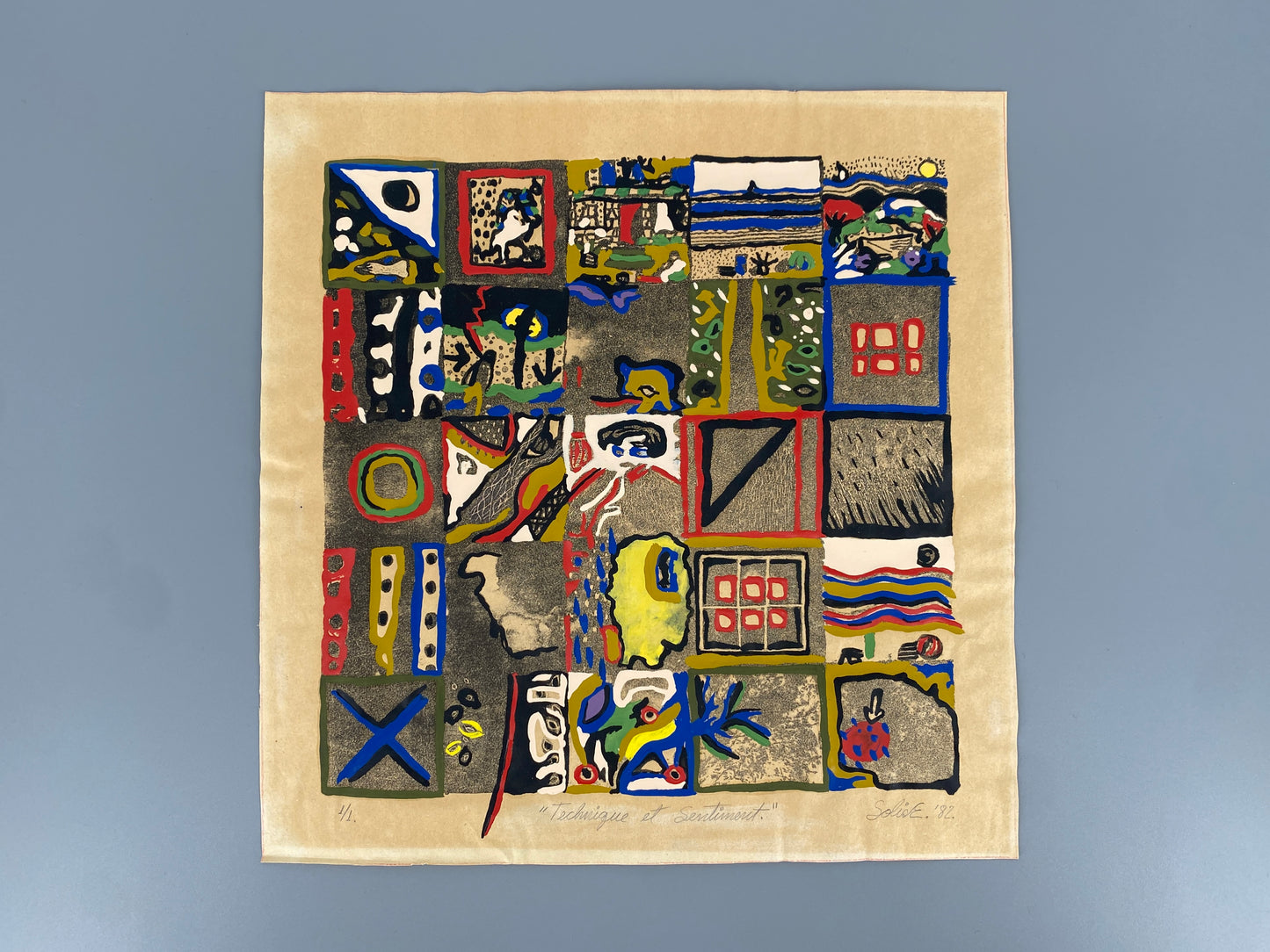 Kolorierter Druck von Elena Solis "Technique et Sentiment", 1982