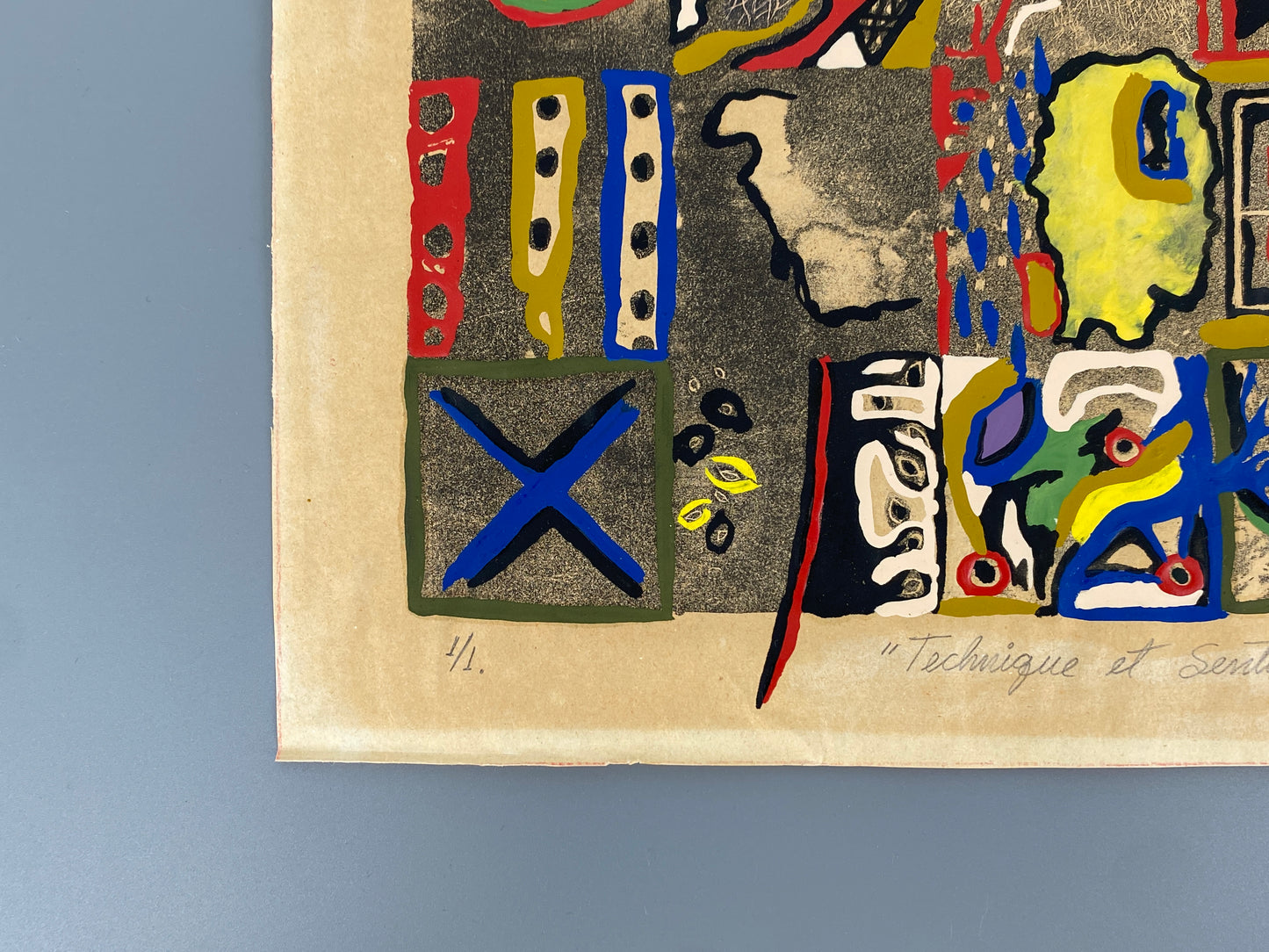 Kolorierter Druck von Elena Solis "Technique et Sentiment", 1982
