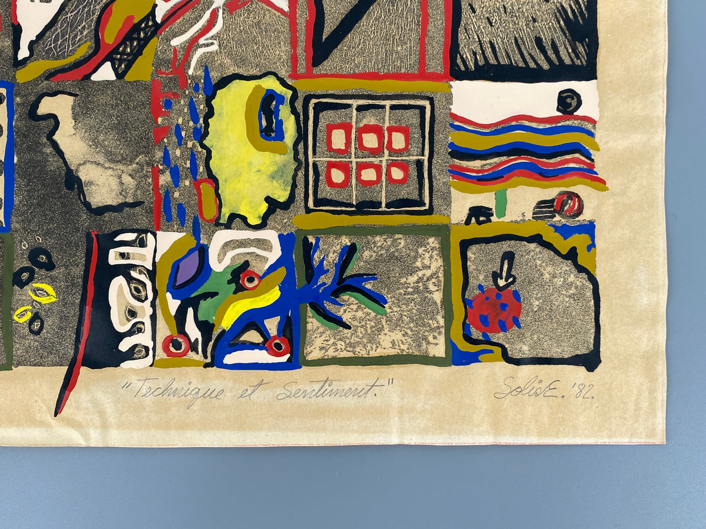 Kolorierter Druck von Elena Solis "Technique et Sentiment", 1982