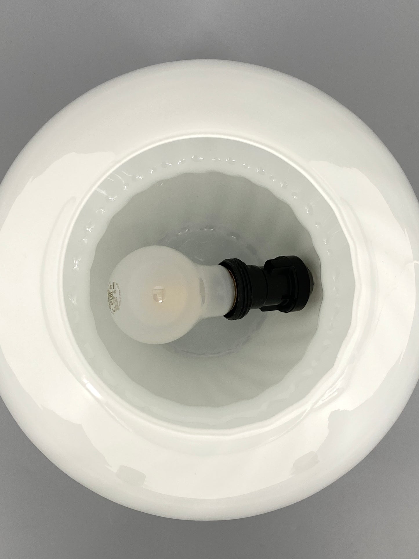 Pilzlampe aus Muranoglas mit weißen Streifen, 1970er Jahre