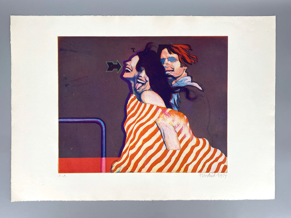 Handsignierte Farbradierung "Einen Hauch frischer" von Hartmut Friedrich (1935–2020), 1974