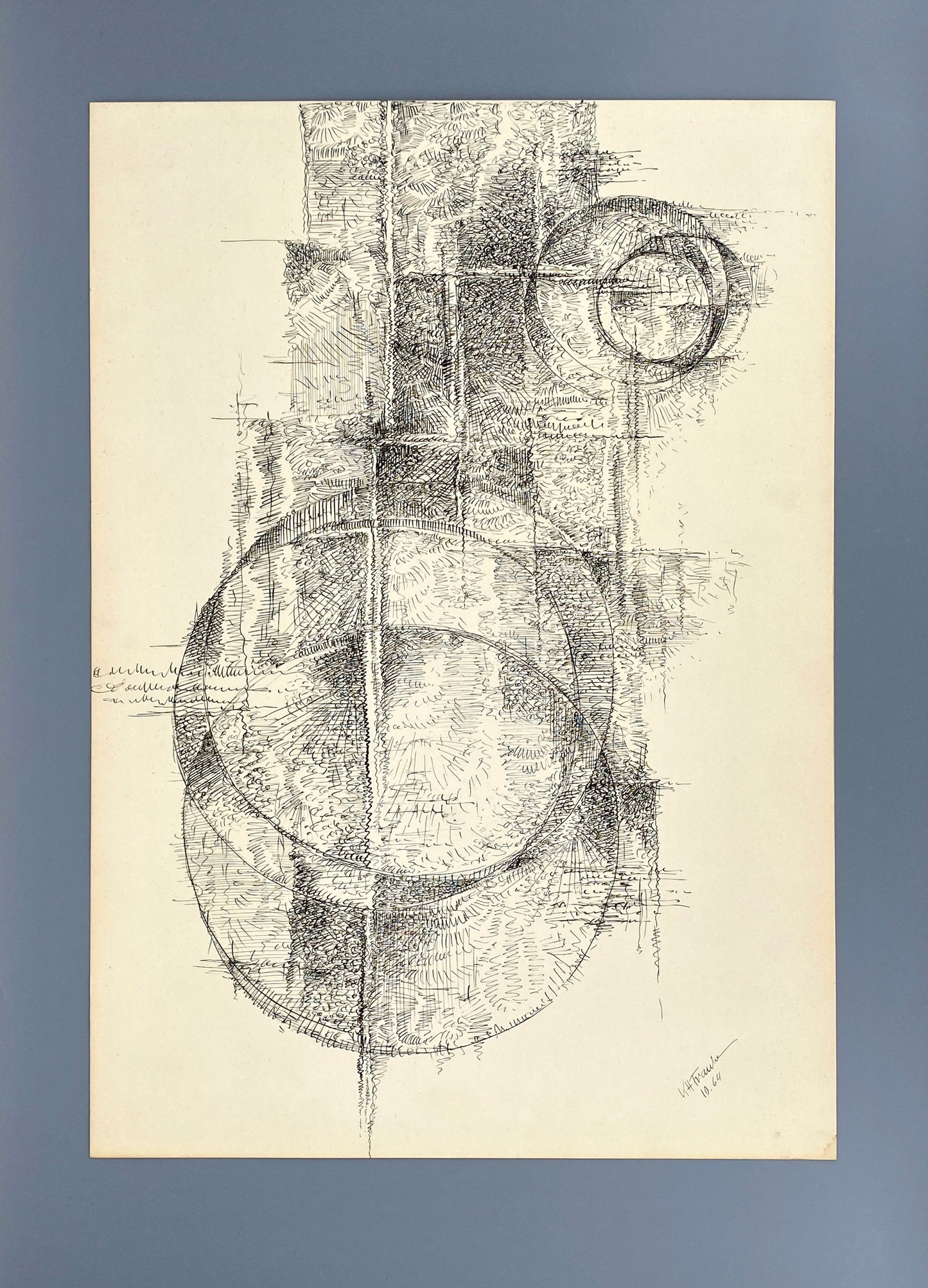 Abstrakte Tuschezeichnung von Karl-Heinz Franke (1916–2006), 1964