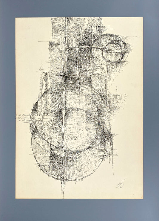 Abstrakte Tuschezeichnung von Karl-Heinz Franke (1916–2006), 1964