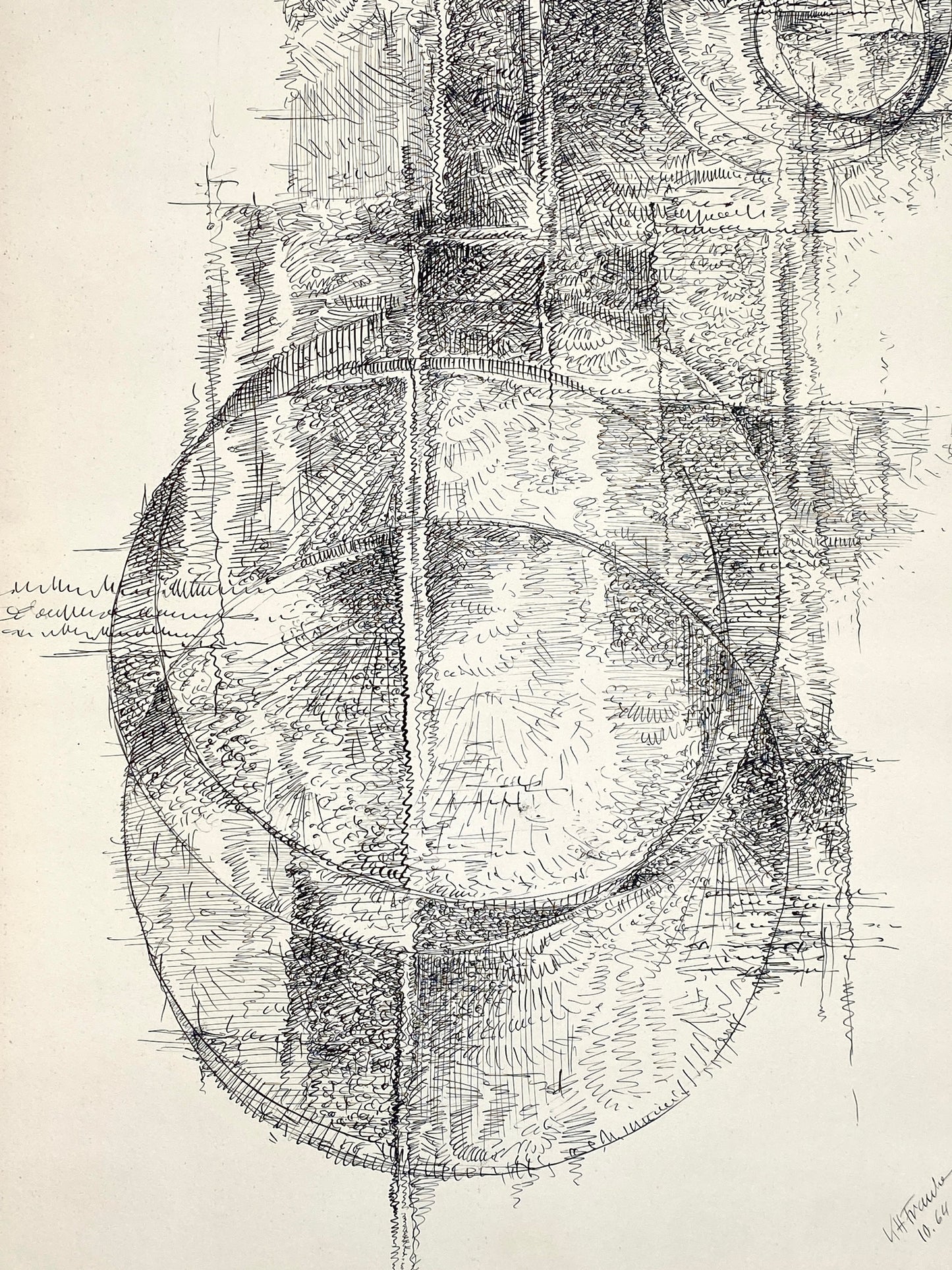 Abstrakte Tuschezeichnung von Karl-Heinz Franke (1916–2006), 1964
