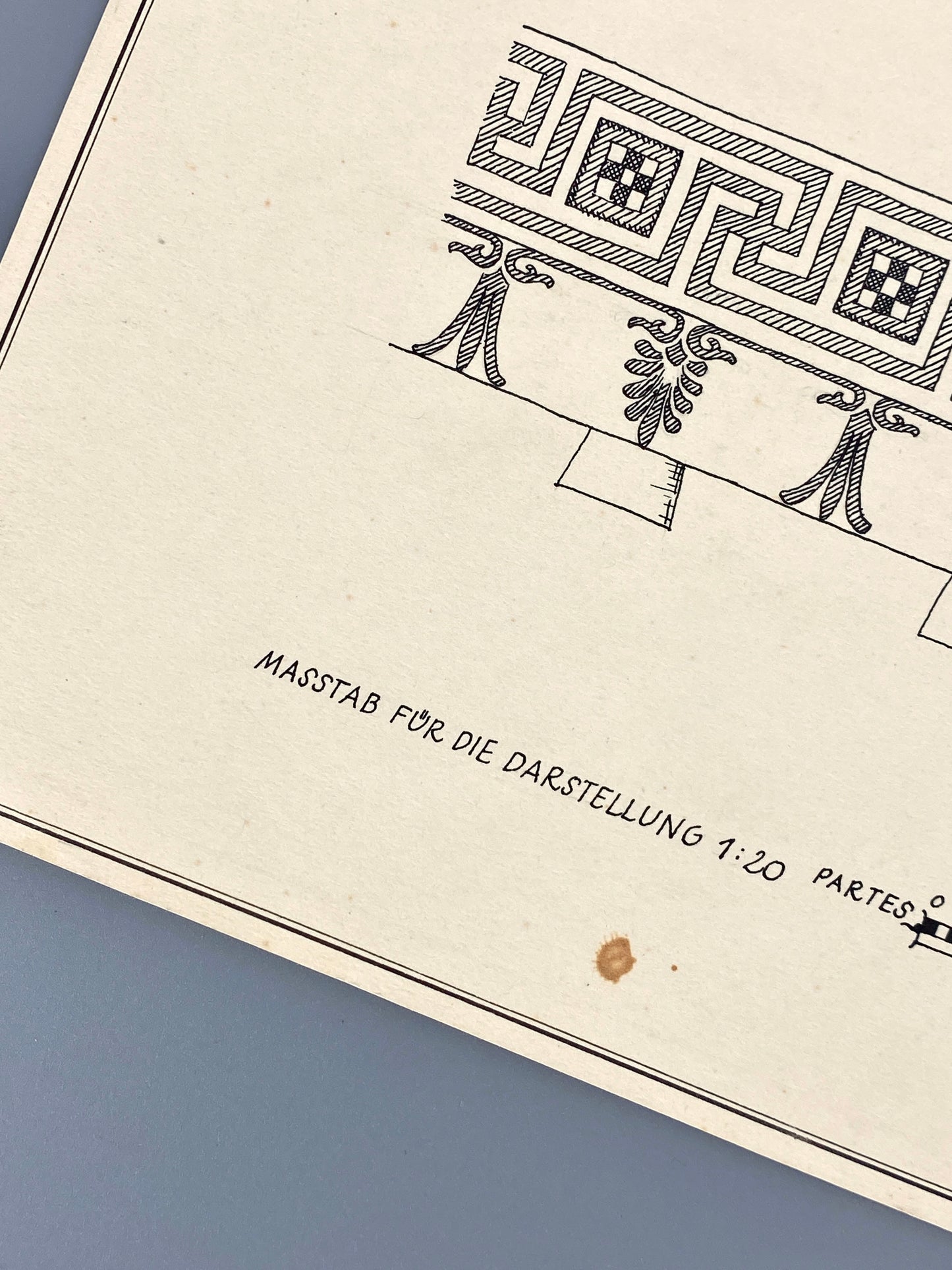 Handzeichnung "Dorische Ordnung am Parthenon" vom Architekten Dieter Rogalla, 1952