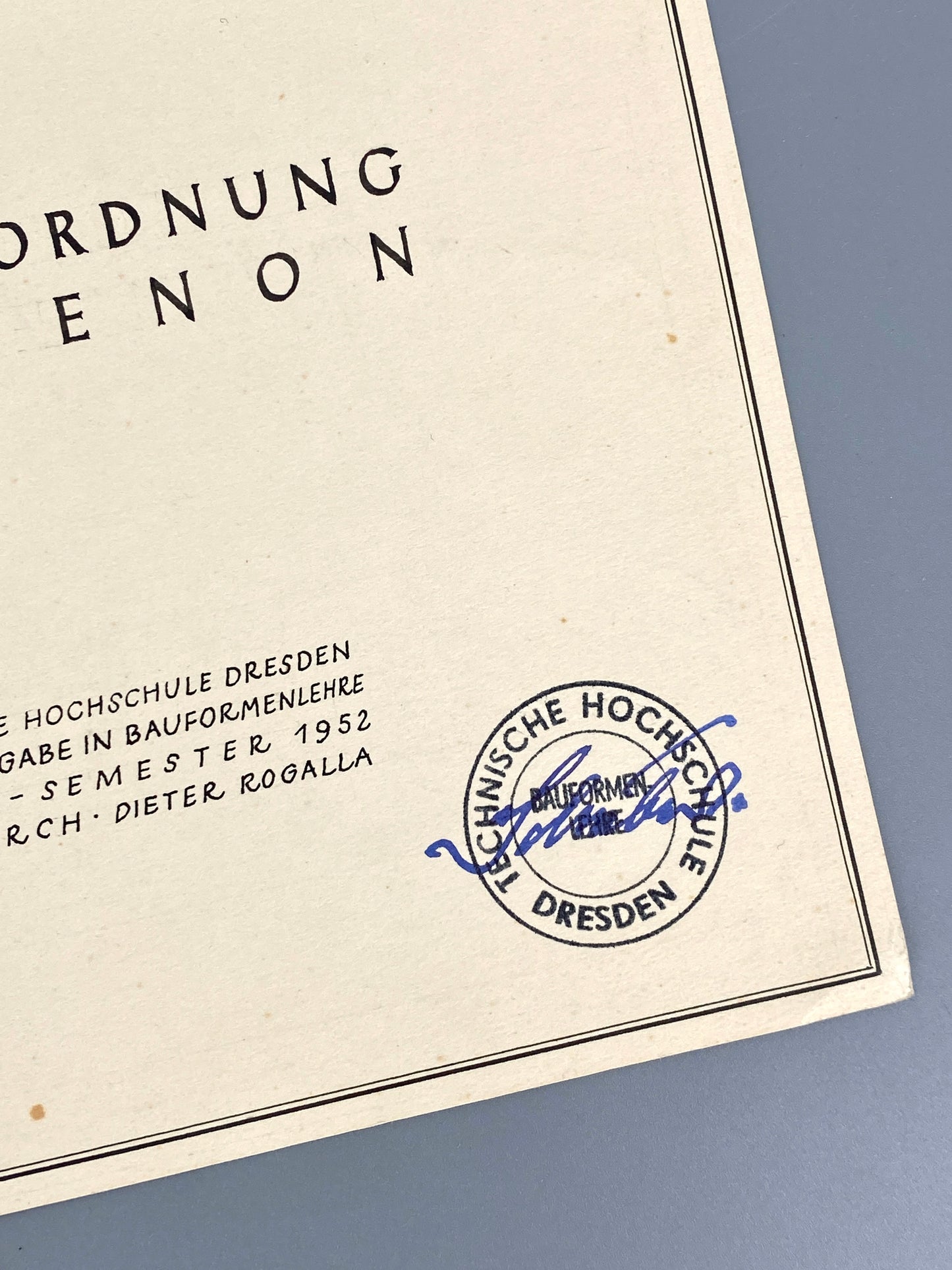 Handzeichnung "Dorische Ordnung am Parthenon" vom Architekten Dieter Rogalla, 1952