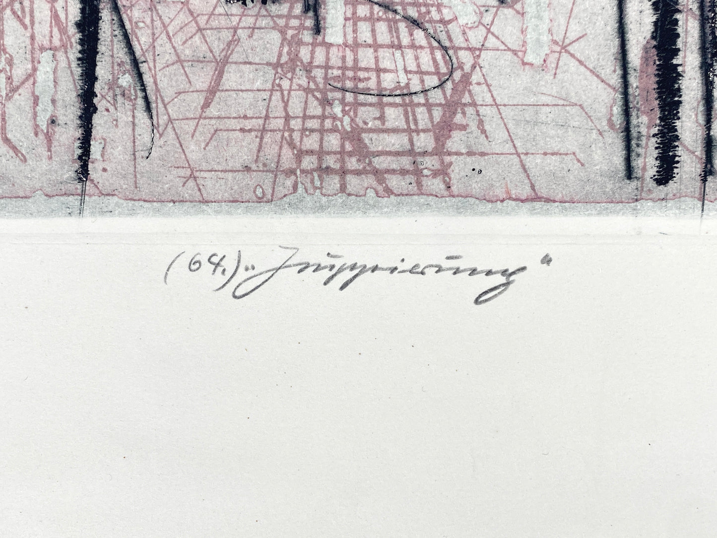 Signierte Farbradierung "Gruppierung" von Volkmar Haase (1930–2012), 1959